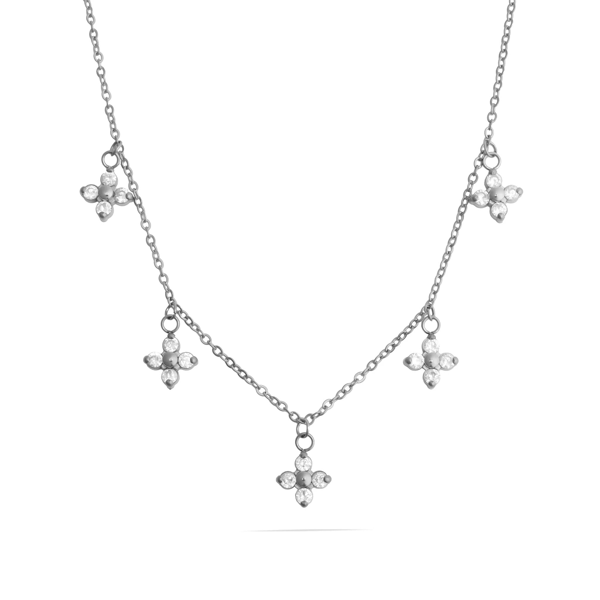 18K Gold Floral Necklace – Hypoallergenic Dangle Pendant With Stainless Steel Chain - Necklaces | Sunflower Soul Boutique