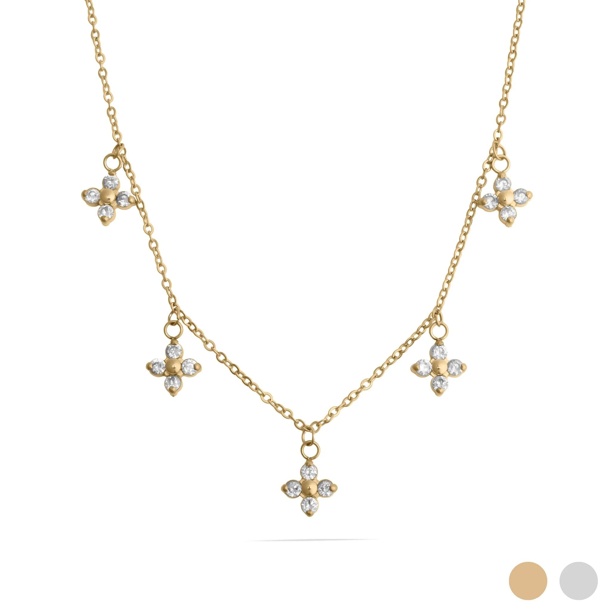 18K Gold Floral Necklace – Hypoallergenic Dangle Pendant With Stainless Steel Chain - Necklaces | Sunflower Soul Boutique