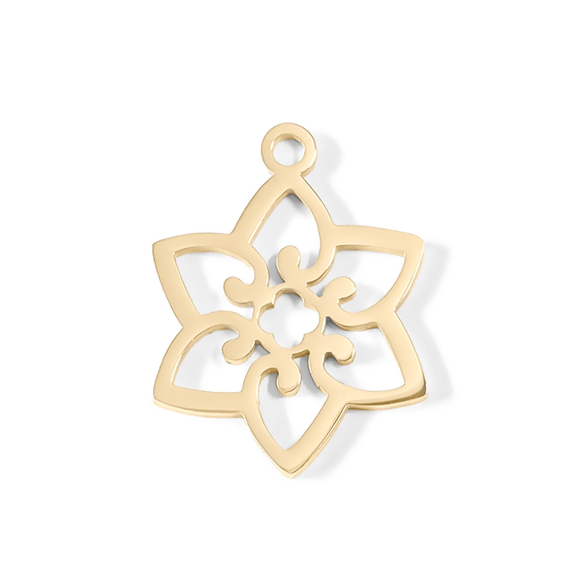 18K Gold Flower Charm – Hypoallergenic Gold Charm Bracelet Accessory - charm | Sunflower Soul Boutique