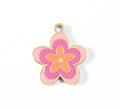 18K Gold Flower Charm – Pink Epoxy Pendant | Waterproof Floral Jewelry Accent - charm | Sunflower Soul Boutique