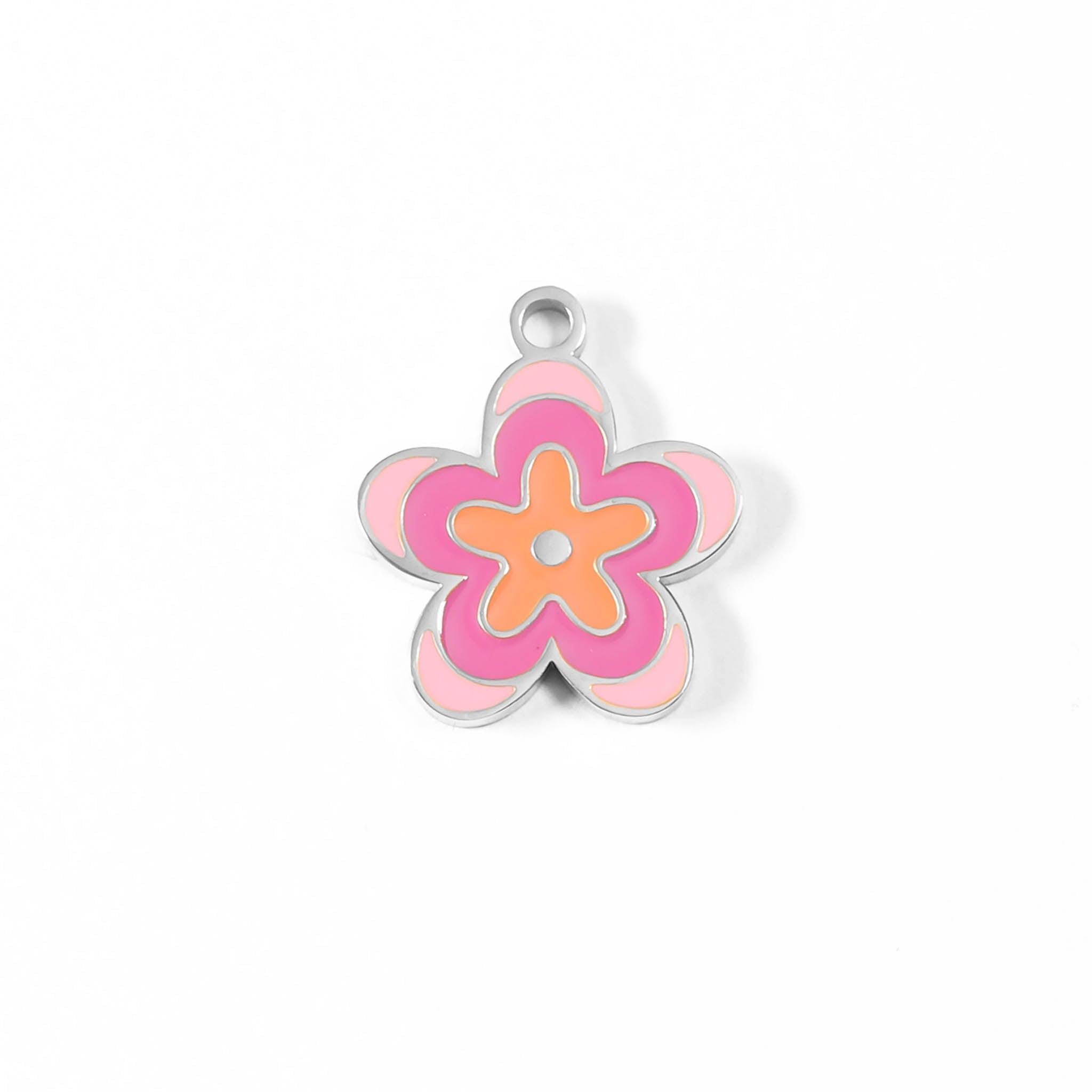 18K Gold Flower Charm – Pink Epoxy Pendant | Waterproof Floral Jewelry Accent - charm | Sunflower Soul Boutique