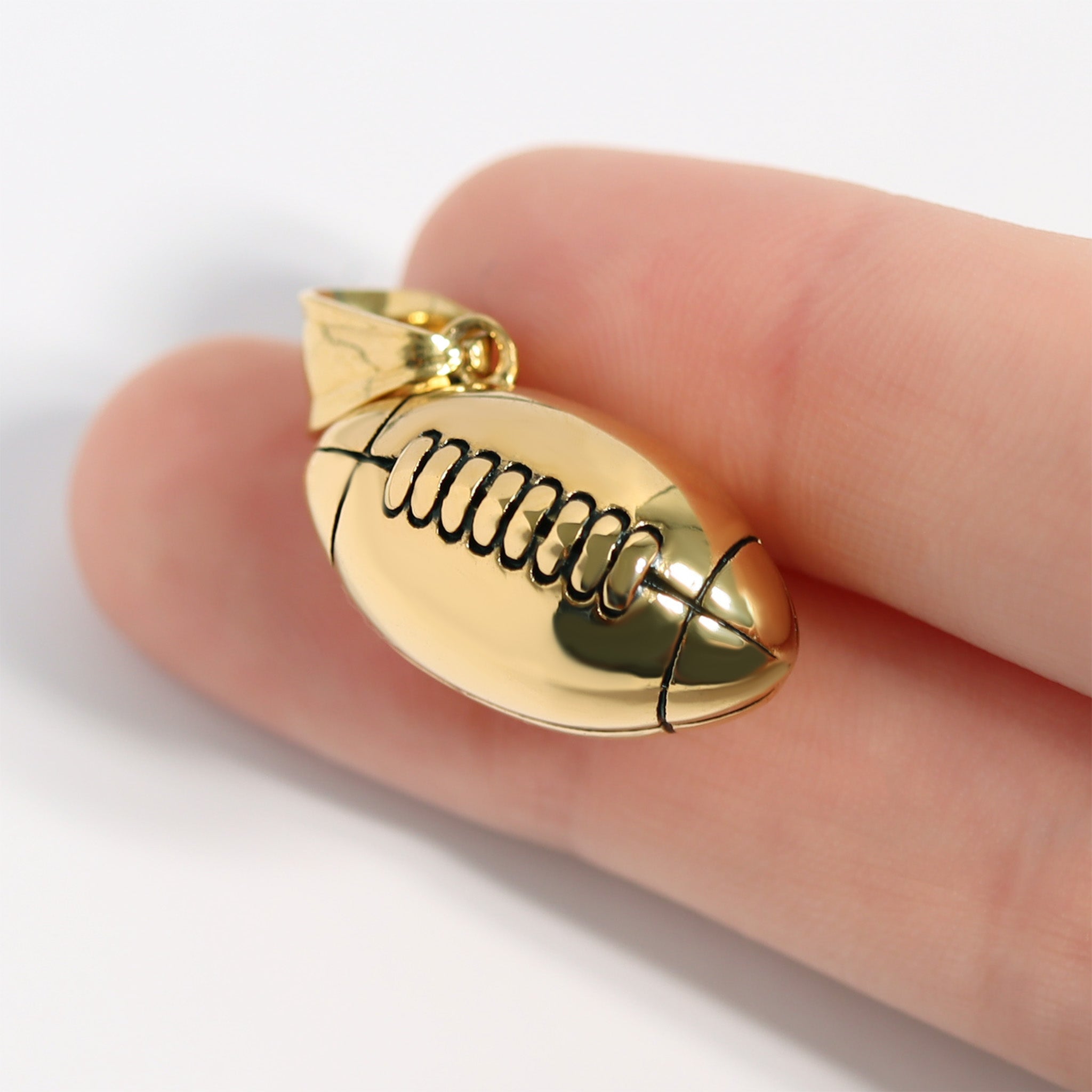 18K Gold Football Pendant – 3D Sports Jewelry Charm | PVD Coated Steel - Pendants | Sunflower Soul Boutique