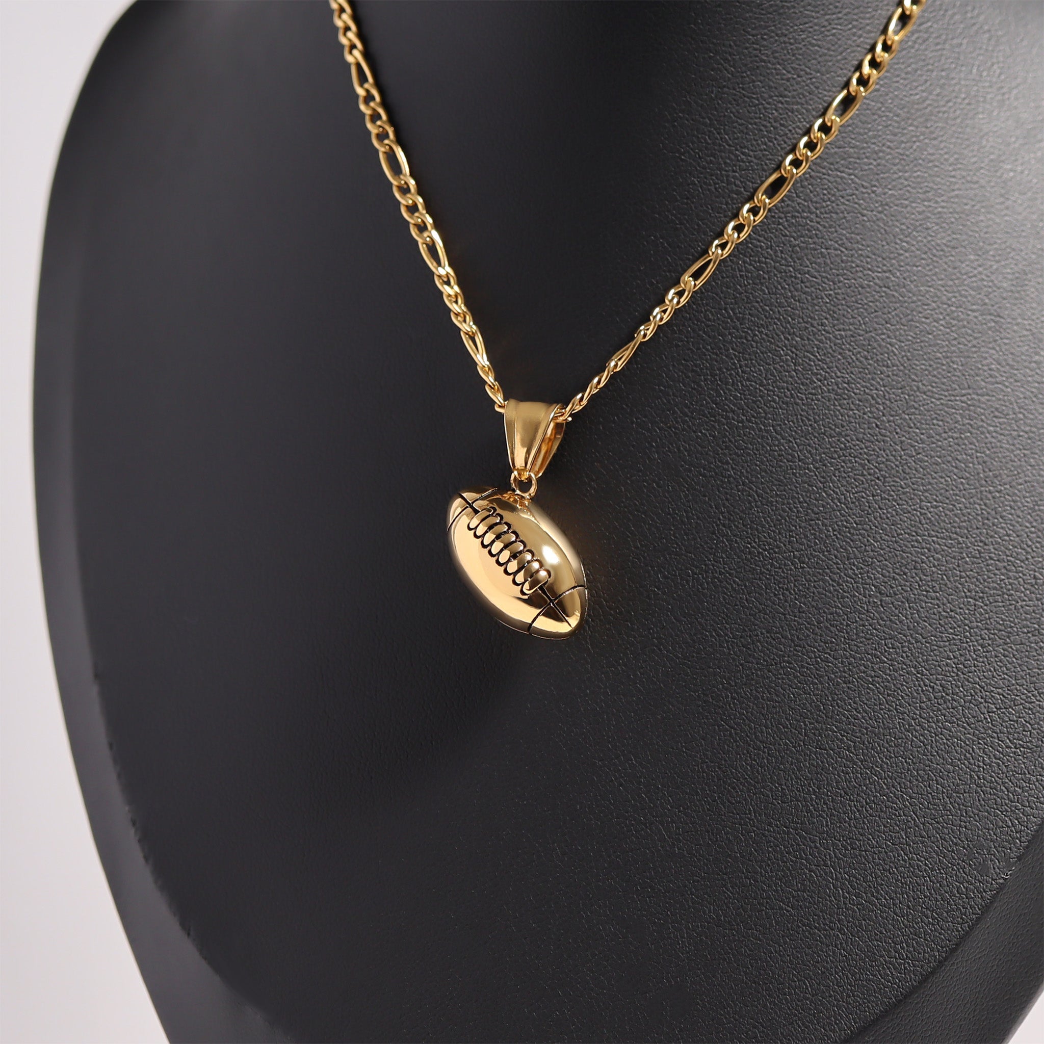 18K Gold Football Pendant – 3D Sports Jewelry Charm | PVD Coated Steel - Pendants | Sunflower Soul Boutique