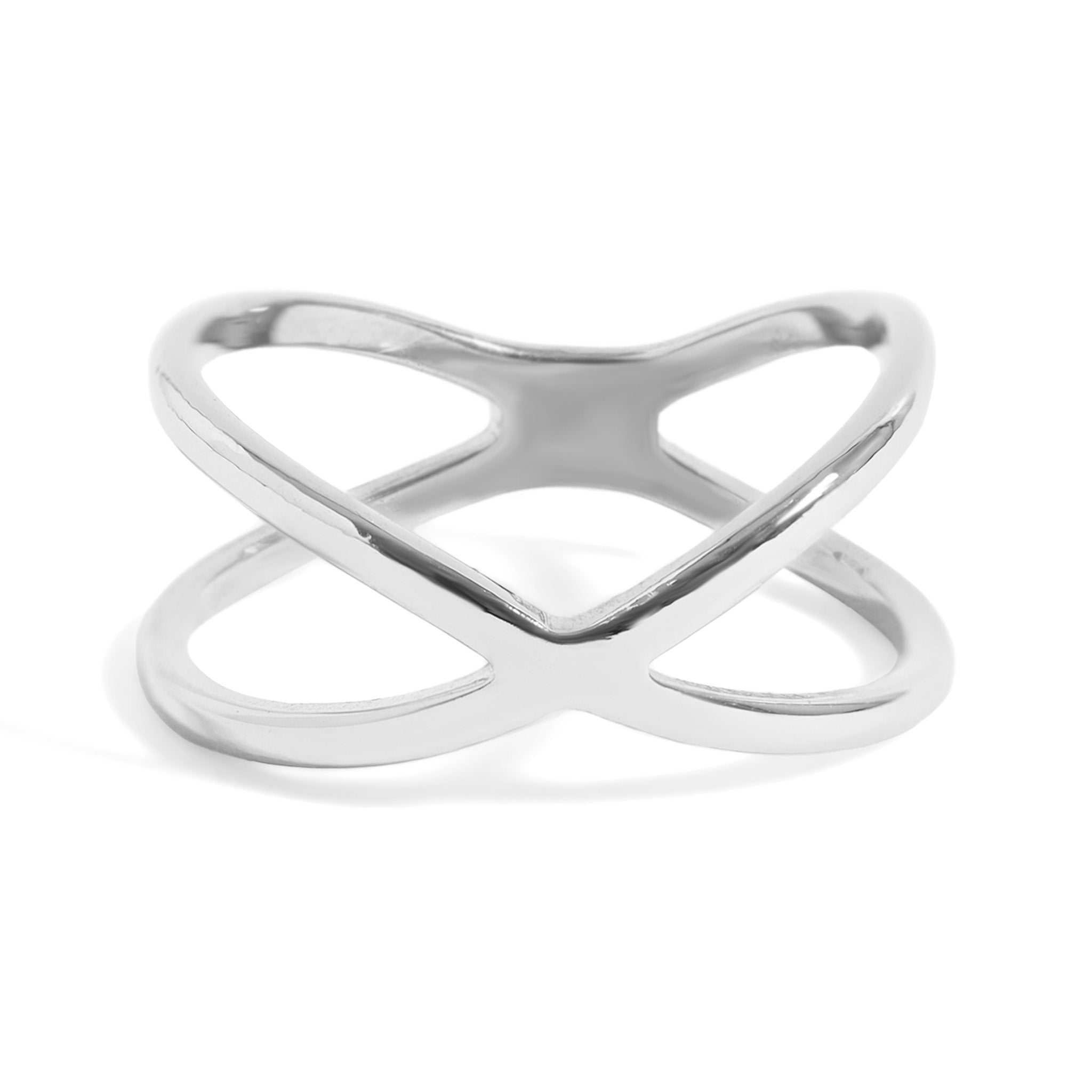 18K Gold Geometric Ring – Modern Criss-Cross Stainless Steel Statement Jewelry - Ring | Sunflower Soul Boutique