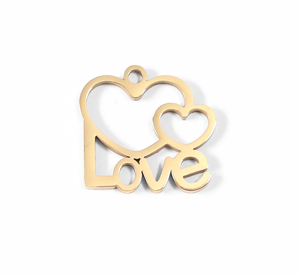 18K Gold Heart Charm – Cutout Love Pendant | PVD Coated Stainless Steel Jewelry - charm | Sunflower Soul Boutique