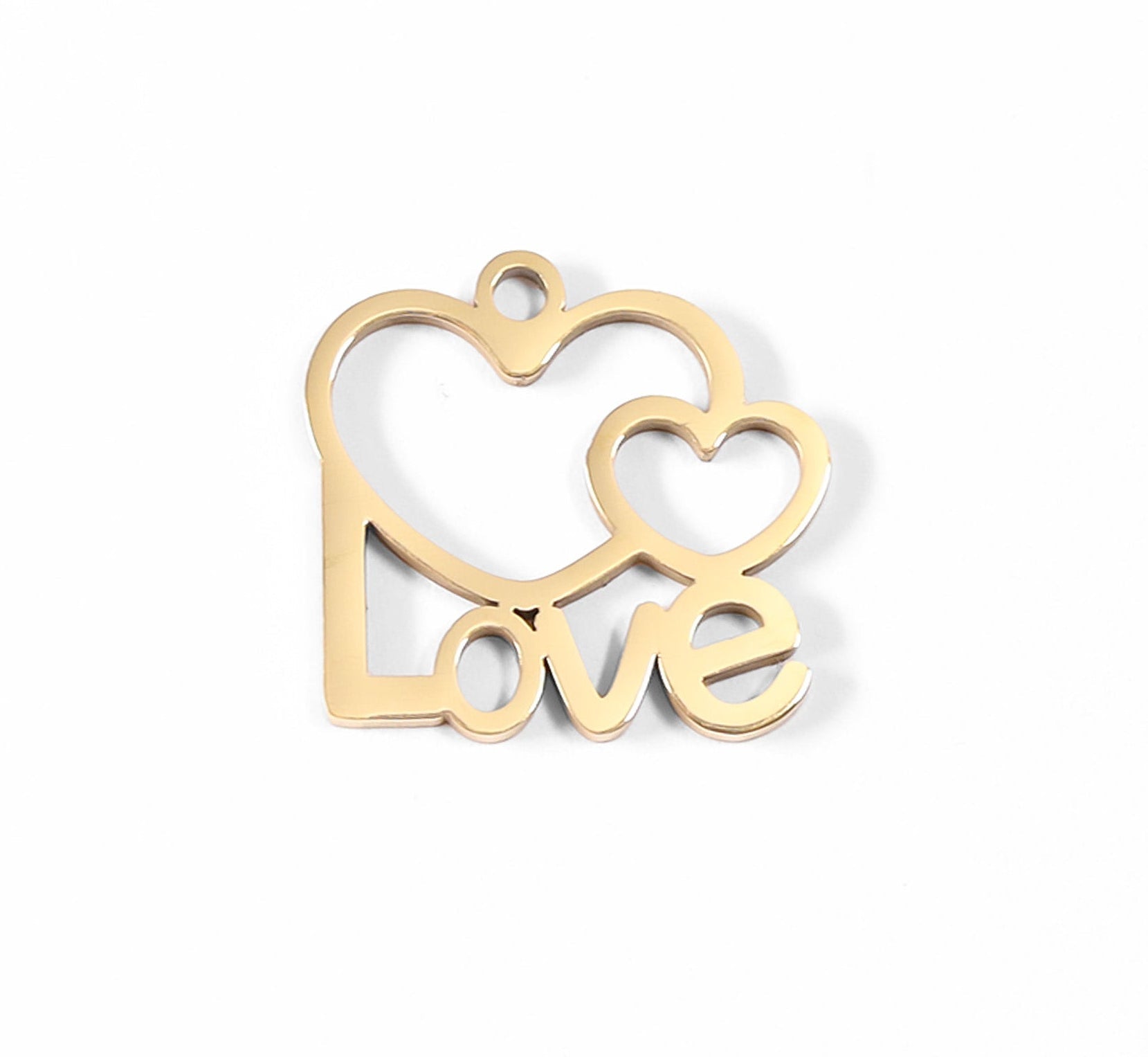 18K Gold Heart Charm – Cutout Love Pendant | PVD Coated Stainless Steel Jewelry - charm | Sunflower Soul Boutique