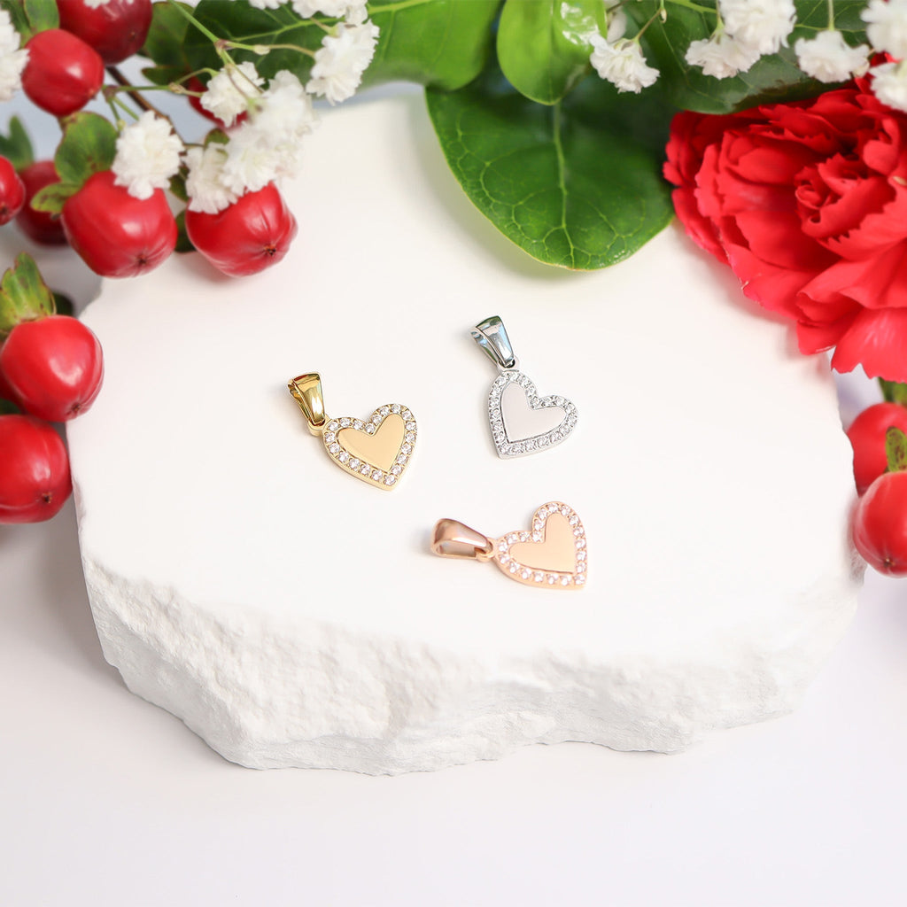 18K Gold Heart Charm – Durable Stainless Steel Charm with Sparkling CZ Pendant - Pendants | Sunflower Soul Boutique