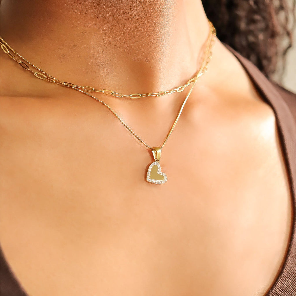 18K Gold Heart Charm – Durable Stainless Steel Charm with Sparkling CZ Pendant - Pendants | Sunflower Soul Boutique
