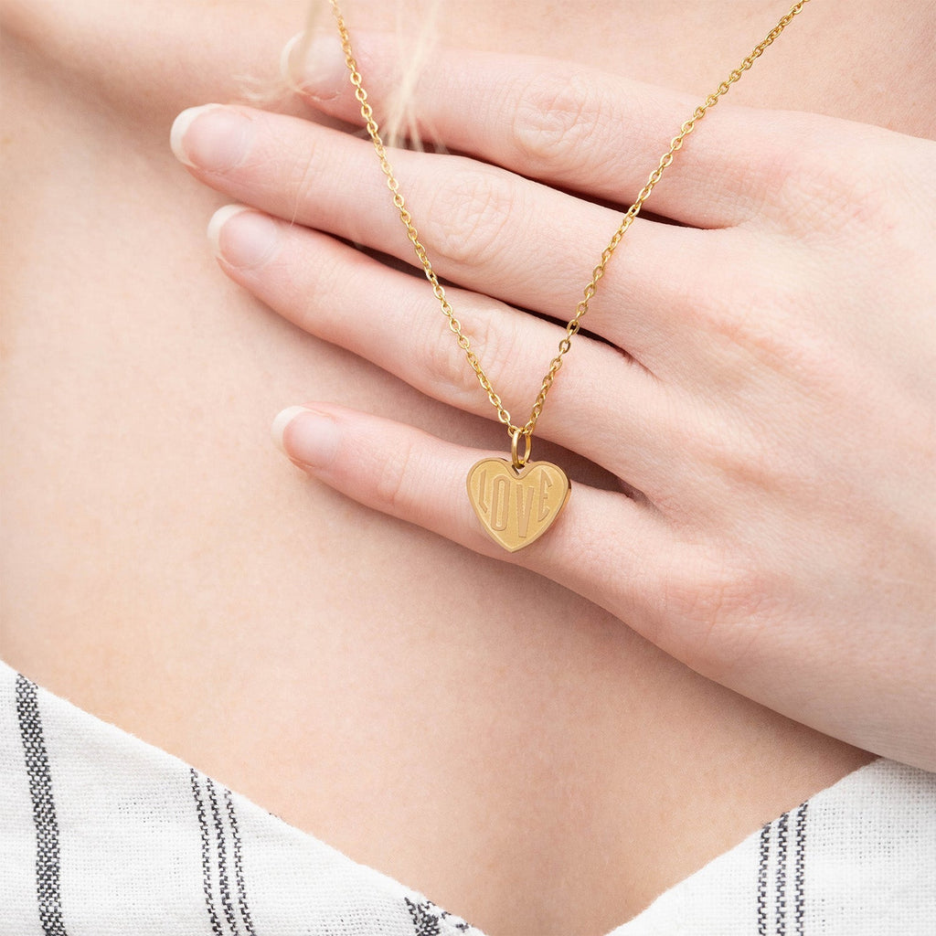 18K Gold Heart Charm – Polished Stainless Steel Pendant for Sensitive Skin - charm | Sunflower Soul Boutique