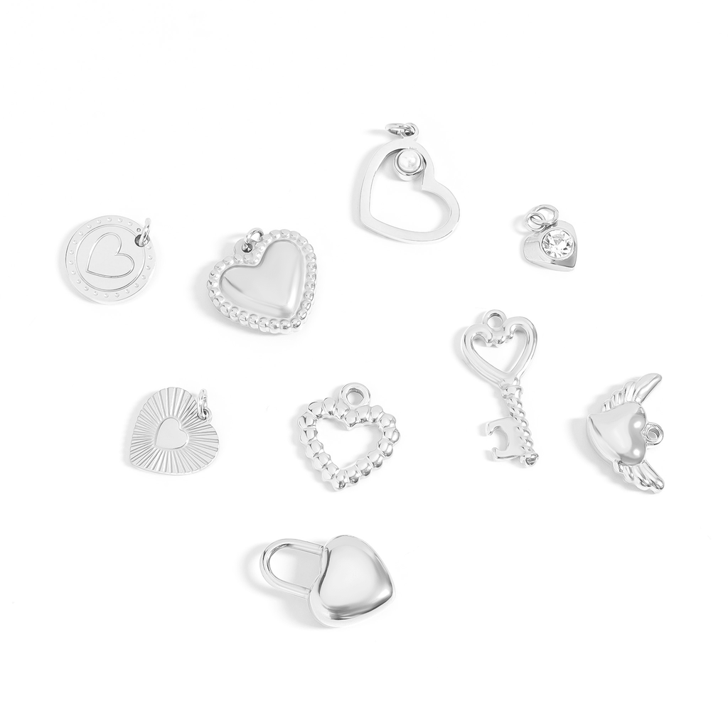 18K Gold Heart Charm Set – Hypoallergenic Stainless Steel Charms for Sensitive Skin - charm | Sunflower Soul Boutique