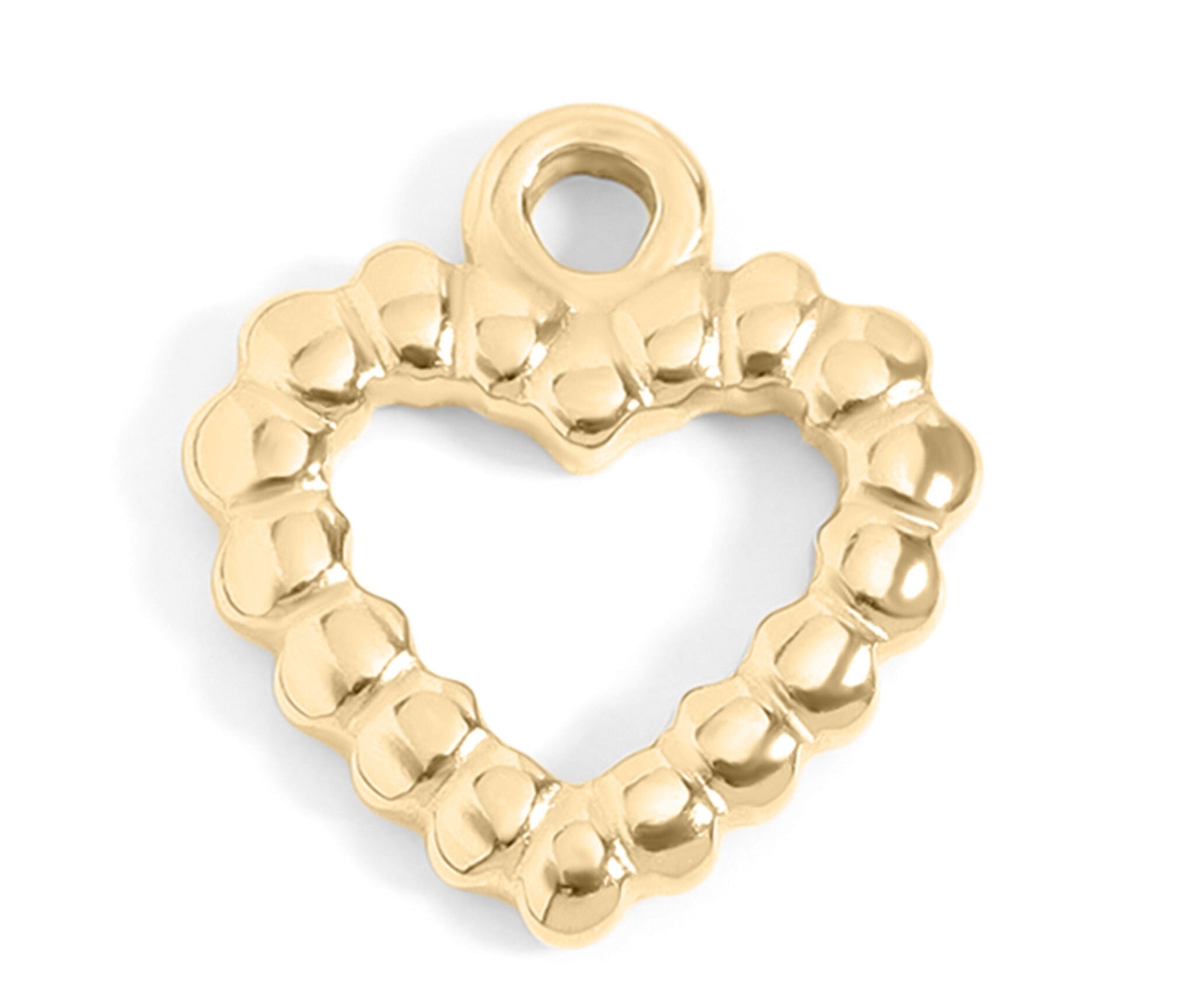 18K Gold Heart Charm – Textured Stainless Steel Pendant for Bracelets & Necklaces - charm | Sunflower Soul Boutique