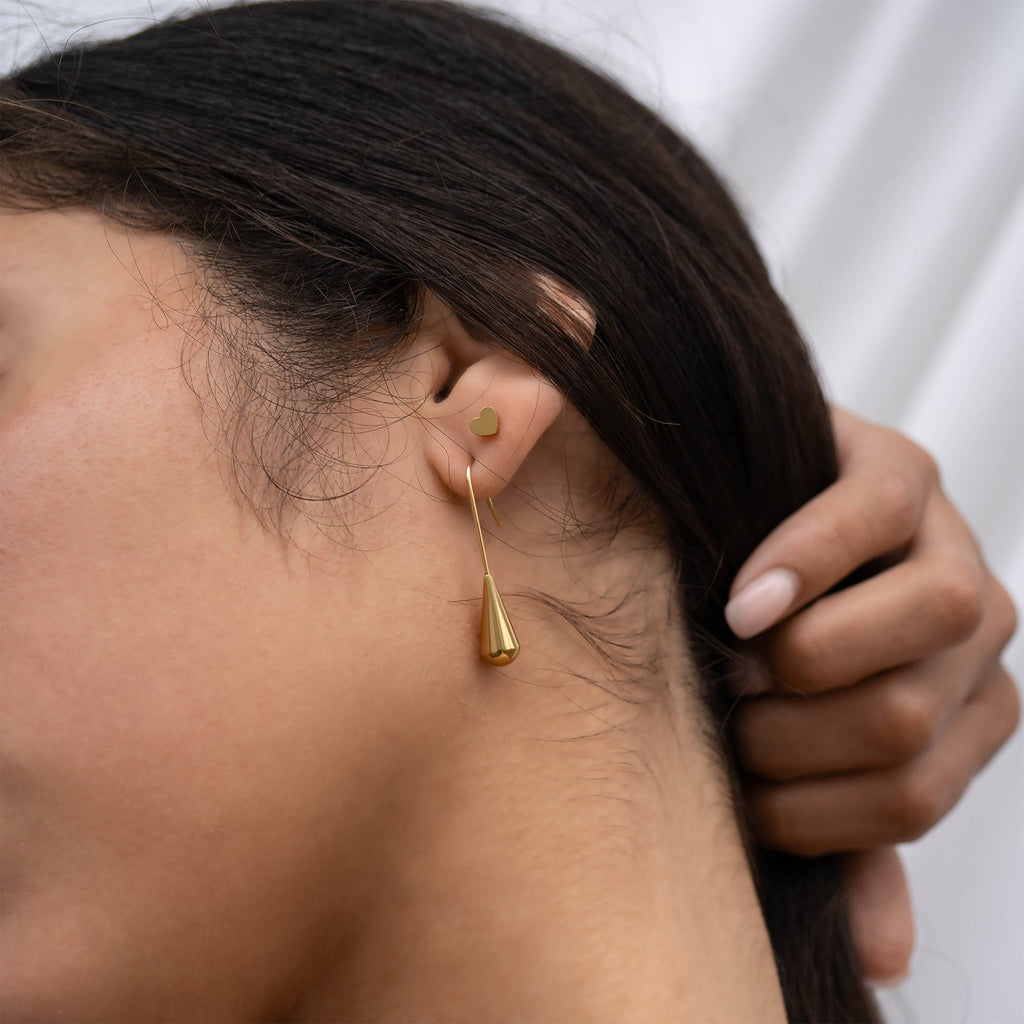 18K Gold Heart Earrings – Hypoallergenic Stainless Steel Studs | Minimalist Design - Earring | Sunflower Soul Boutique