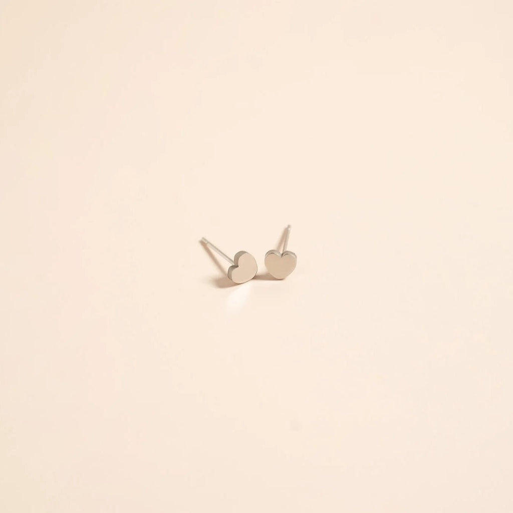 18K Gold Heart Earrings – Hypoallergenic Stainless Steel Studs | Minimalist Design - Earring | Sunflower Soul Boutique
