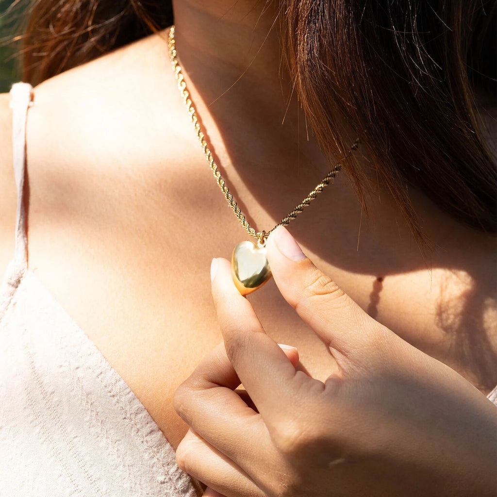 18K Gold Heart Locket – Stainless Steel Pendant | Photo Holder Keepsake Necklace - Charms | Sunflower Soul Boutique