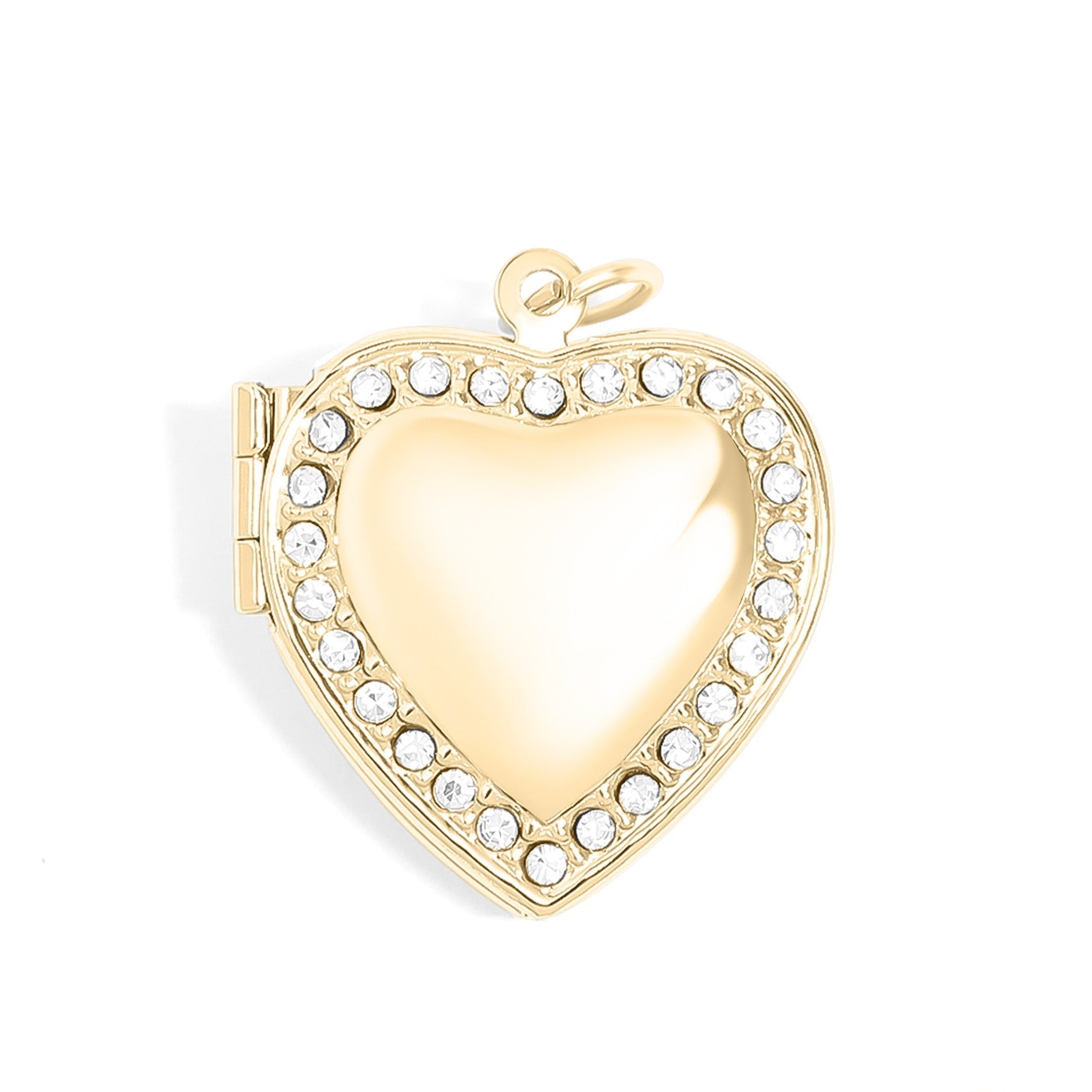18K Gold Heart Locket – Waterproof Photo Keepsake | Sparkling Stone Jewelry - charm | Sunflower Soul Boutique