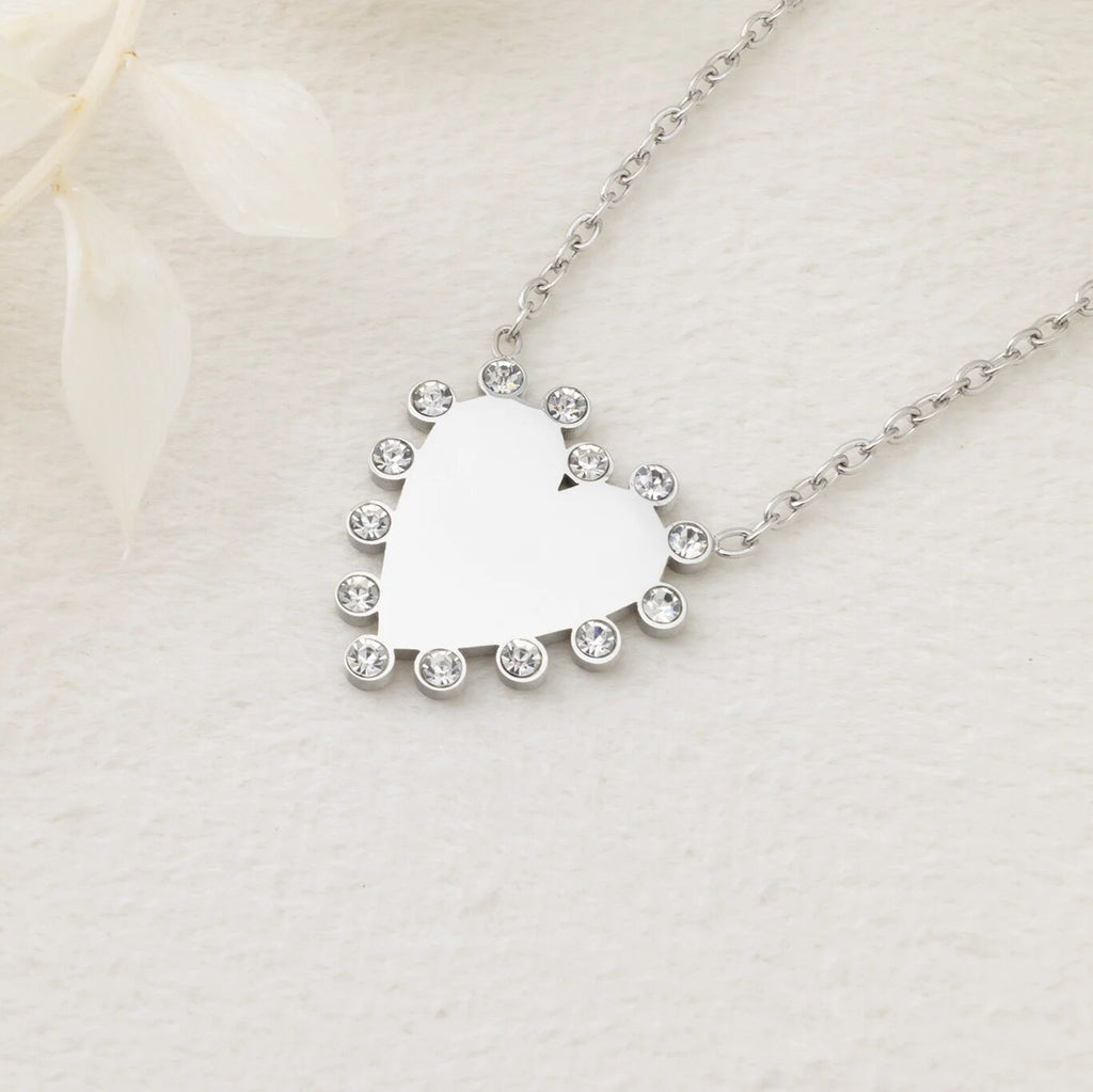 18K Gold PVD Stainless Steel Heart Pendant Necklace- silver studio