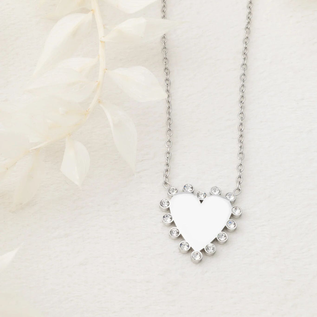 18K Gold PVD Stainless Steel Heart Pendant Necklace- silver studio
