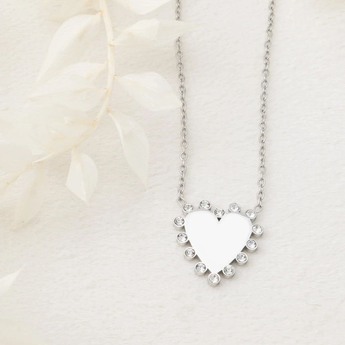 18K Gold PVD Stainless Steel Heart Pendant Necklace- silver studio