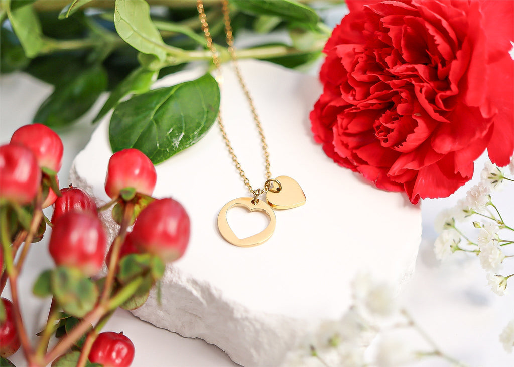 18K Gold Heart Necklace | Hypoallergenic Gold Chain with 316L Surgical Steel & Romantic Pendant - Necklaces | Sunflower Soul Boutique