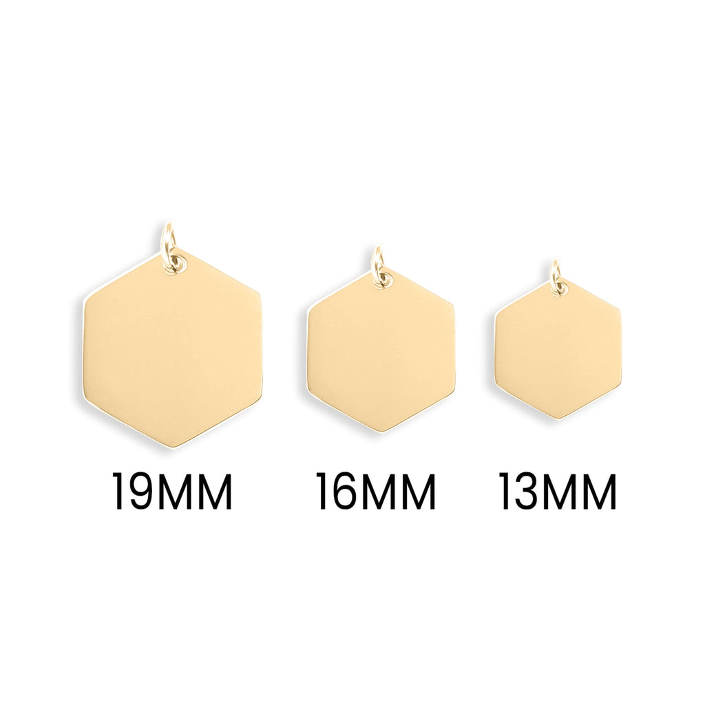 18K Gold Hexagon Pendant – Durable Surgical Steel Blank Engraving Charm - Pendants | Sunflower Soul Boutique