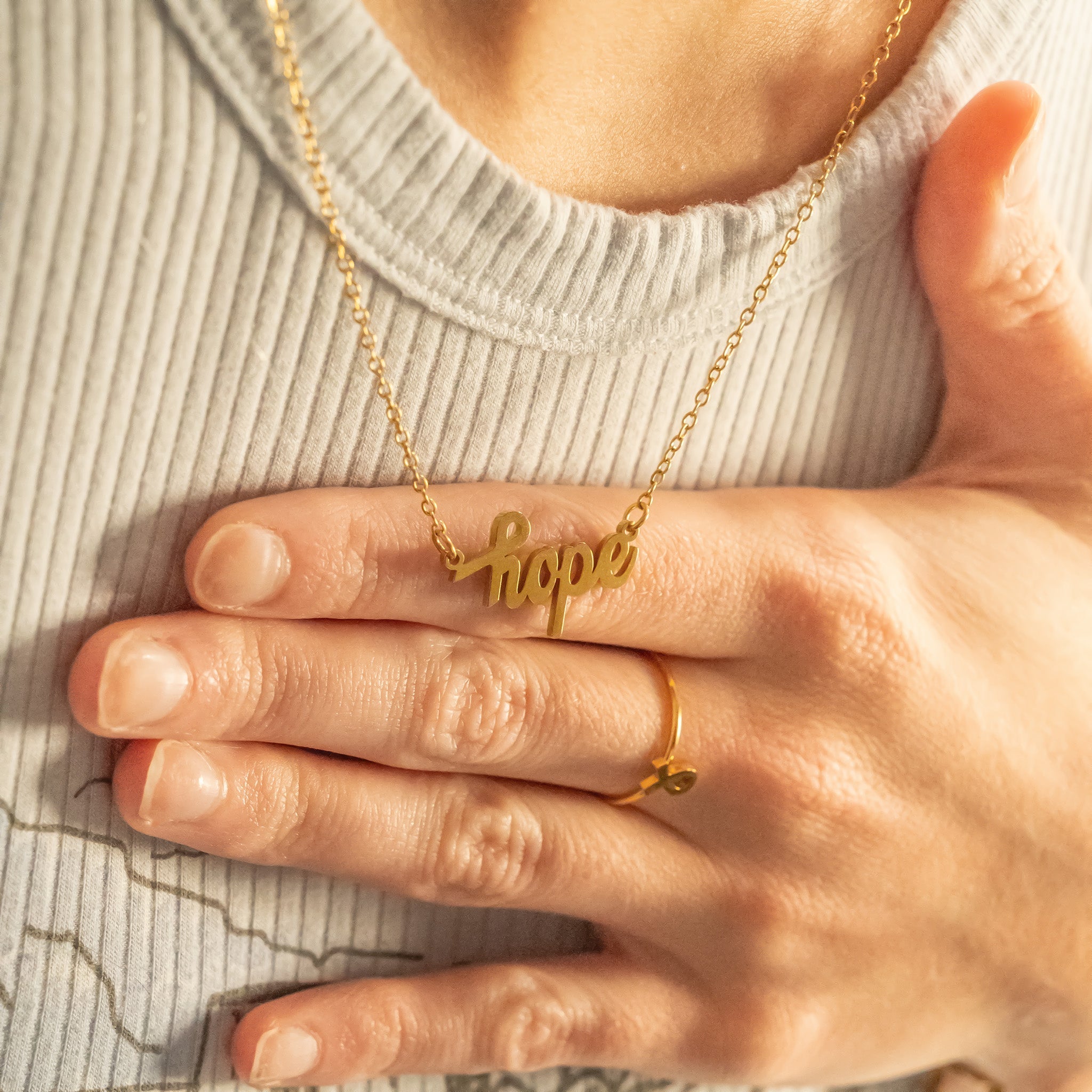 18K Gold Hope Necklace – PVD Coated Stainless Steel | Hypoallergenic Jewelry - Necklaces | Sunflower Soul Boutique