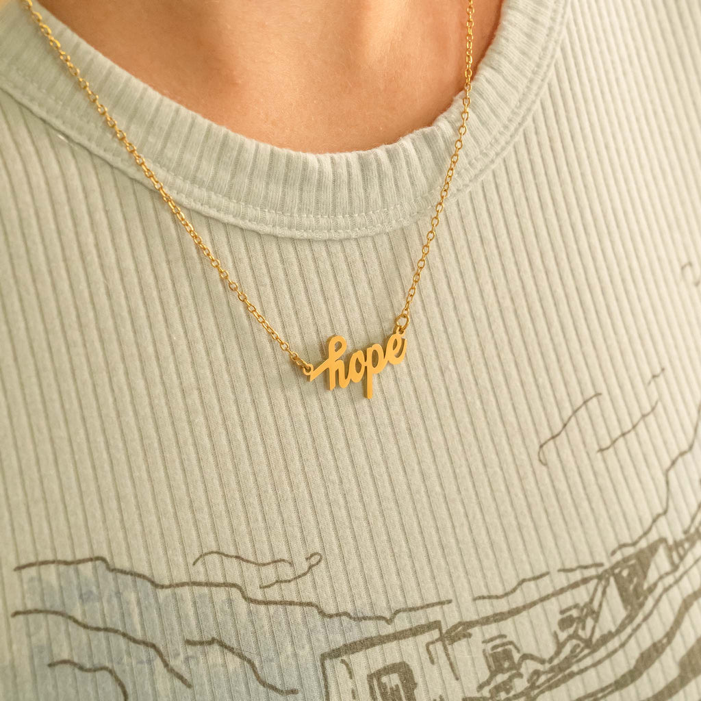18K Gold Hope Necklace – PVD Coated Stainless Steel | Hypoallergenic Jewelry - Necklaces | Sunflower Soul Boutique