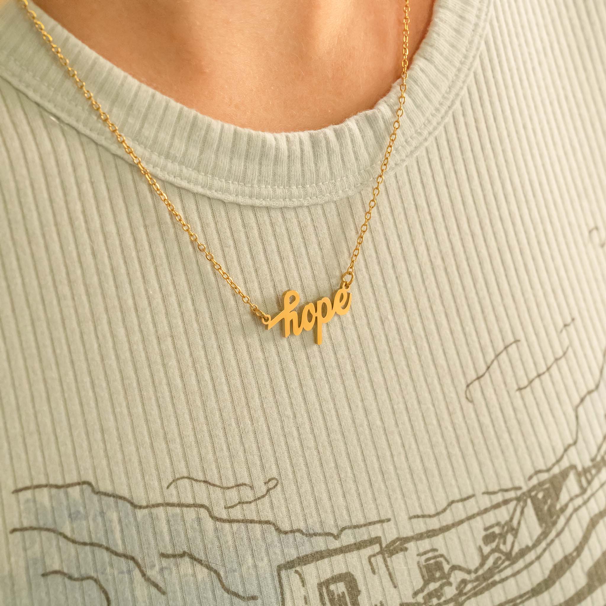 18K Gold Hope Necklace – PVD Coated Stainless Steel | Hypoallergenic Jewelry - Necklaces | Sunflower Soul Boutique