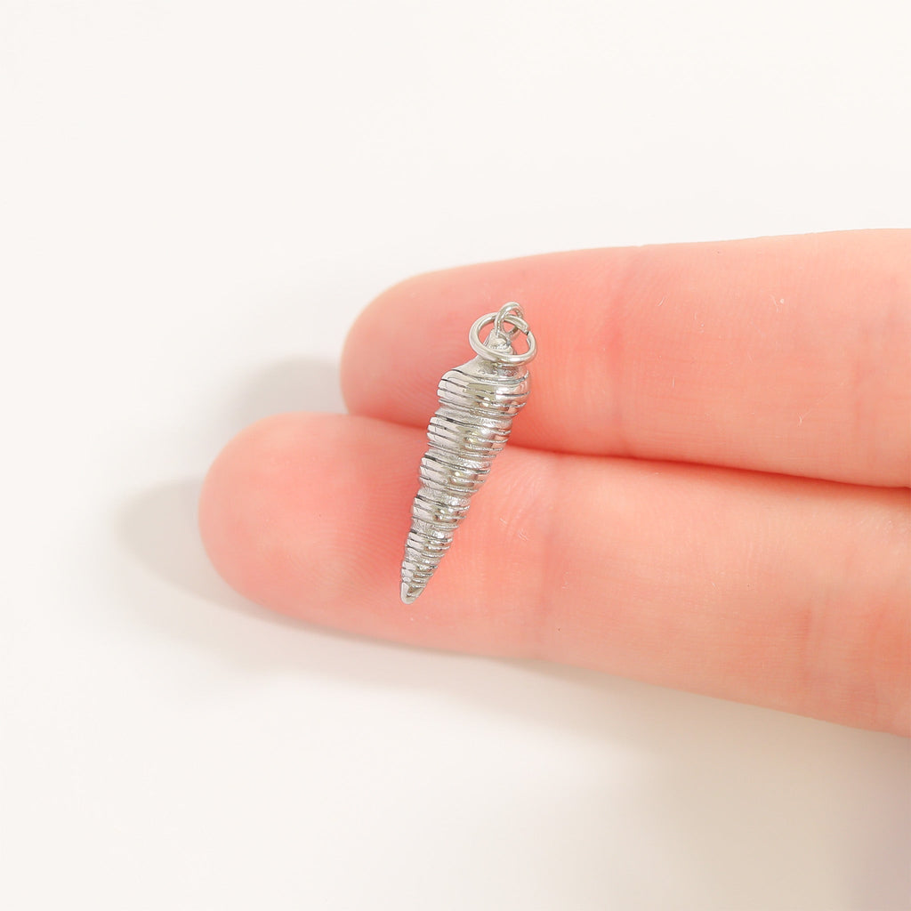 18K Gold Horn Charm – Waterproof Stainless Steel Shell Shaped Pendant for Ocean Lovers - charm | Sunflower Soul Boutique