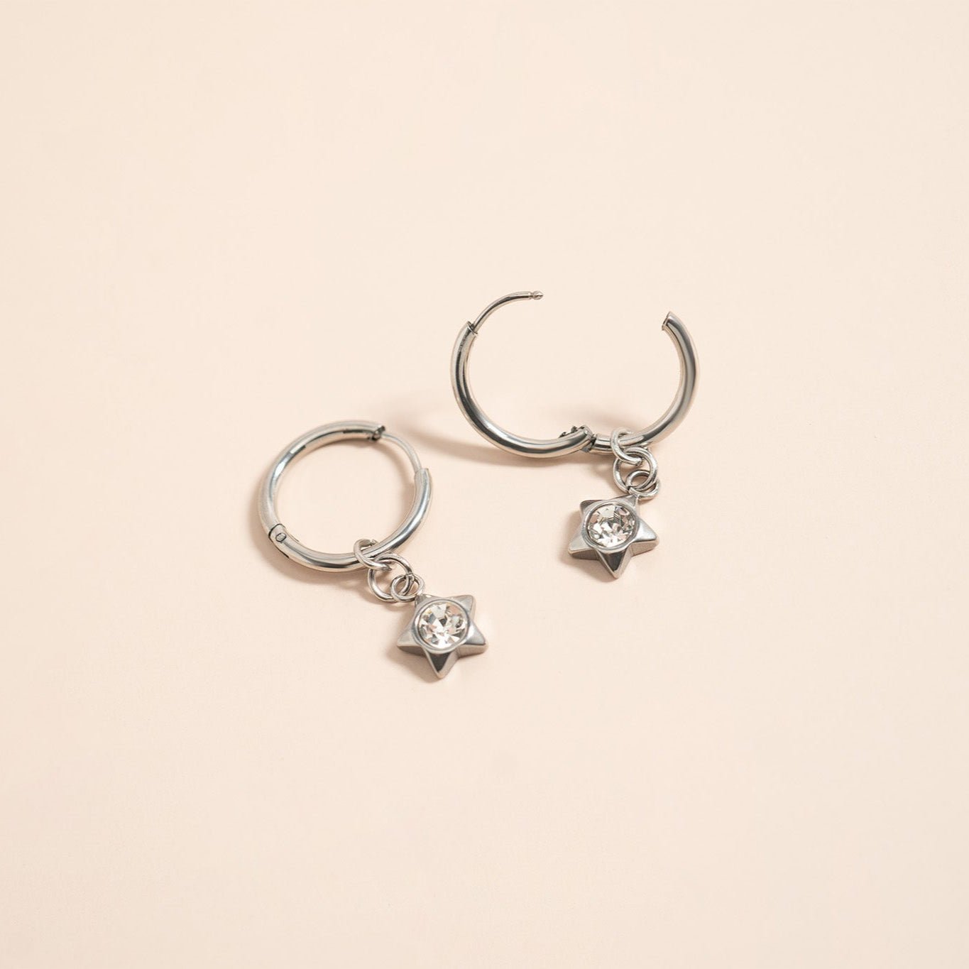 18K Gold Huggie Earrings – Celestial CZ Star Pendant | Hypoallergenic Gold Hoops - Earrings | Sunflower Soul Boutique