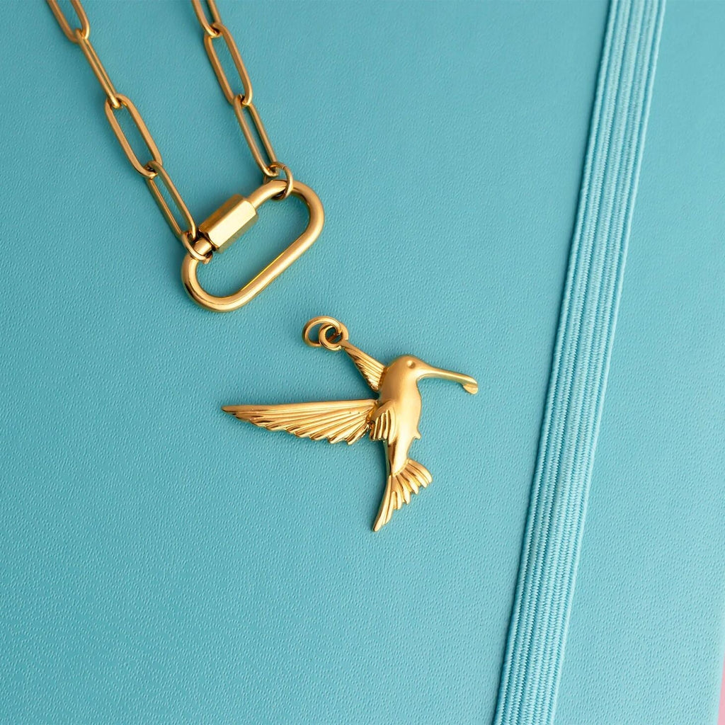 18K Gold Hummingbird Charm | Surgical Steel Pendant, Non Tarnish Finish, Delicate Bird Charm - charm | Sunflower Soul Boutique