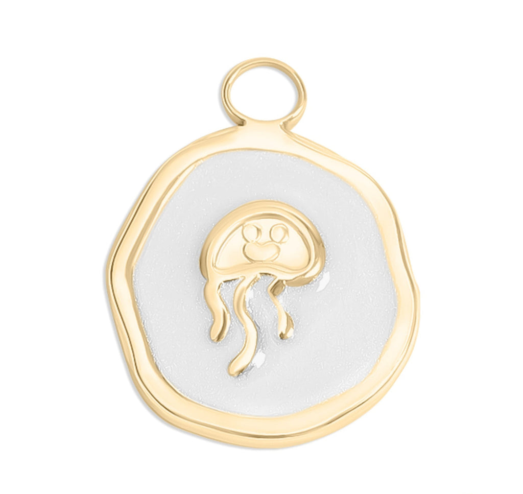 18K Gold Jellyfish Charm – Waterproof Gold Plated Marine Jewelry Pendant - charm | Sunflower Soul Boutique