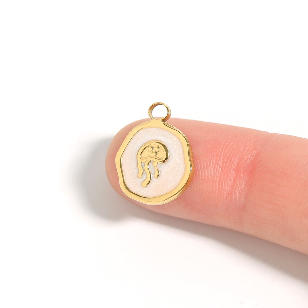 18K Gold Jellyfish Charm – Waterproof Gold Plated Marine Jewelry Pendant - charm | Sunflower Soul Boutique