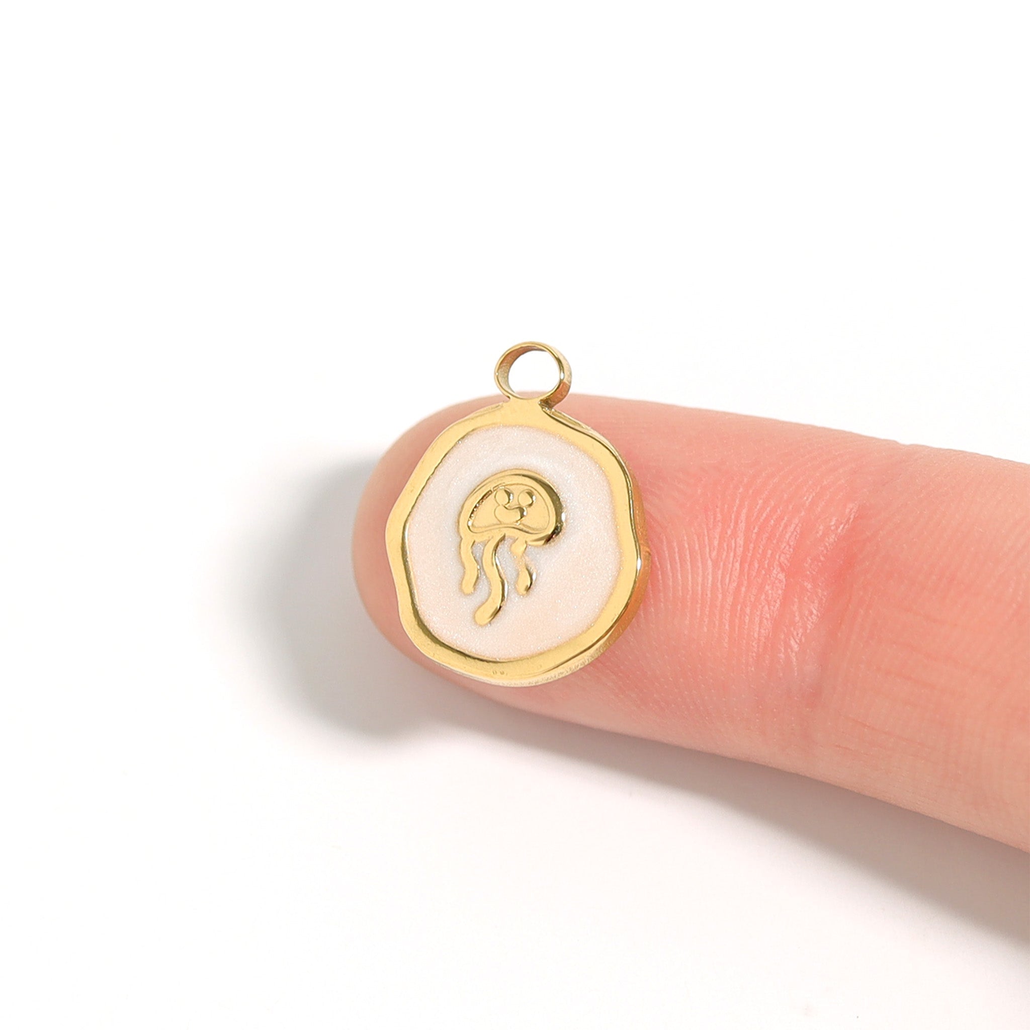 18K Gold Jellyfish Charm – Waterproof Gold Plated Marine Jewelry Pendant - charm | Sunflower Soul Boutique
