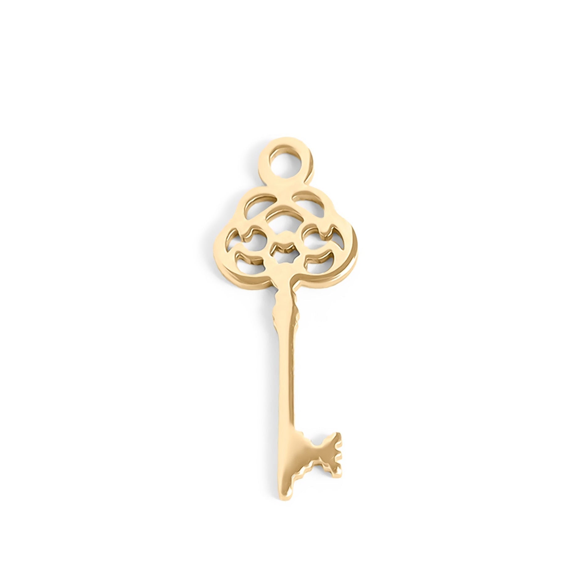 18K Gold Key Charm – Hypoallergenic Stainless Steel Pendant With PVD Coating - | Sunflower Soul Boutique