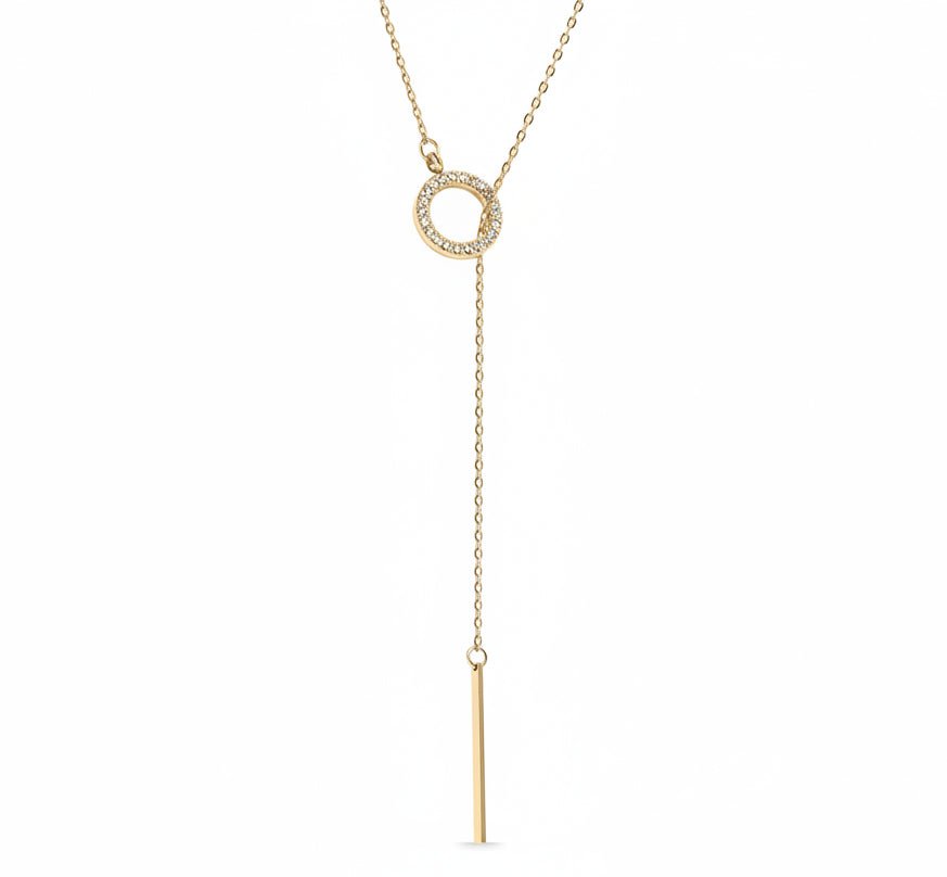 18K Gold Lariat Necklace – Elegant Gold Toggle & Drop Bar Pendant Jewelry - Necklaces | Sunflower Soul Boutique