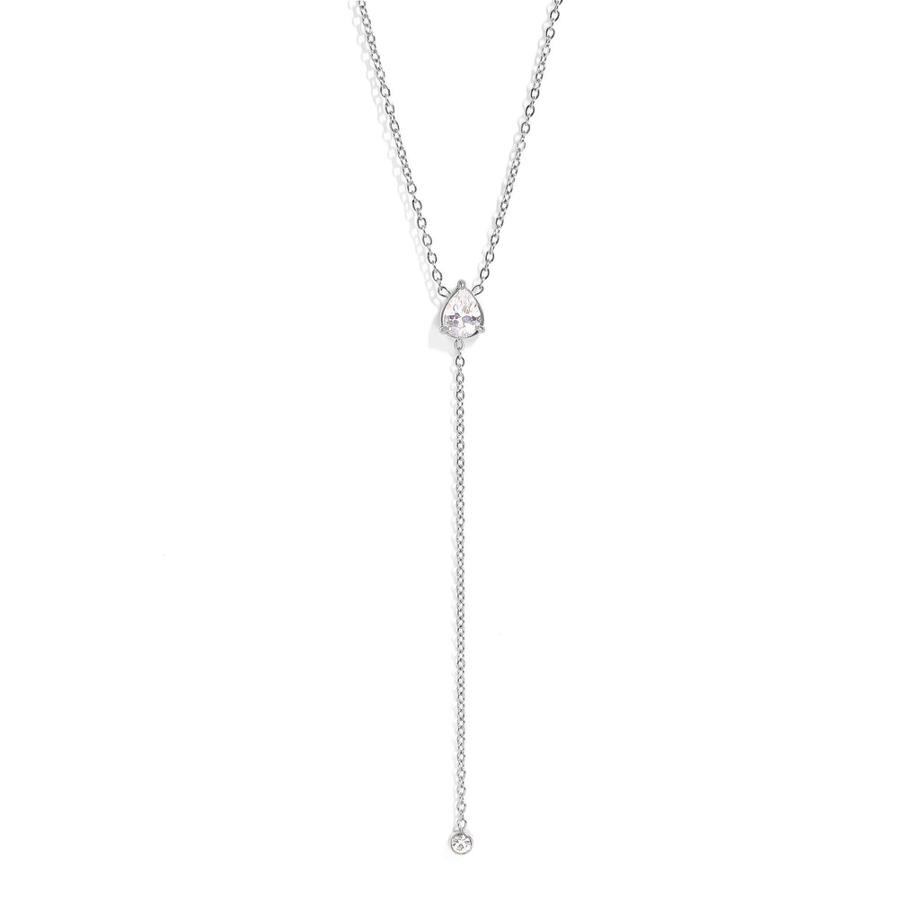 18K Gold Lariat Necklace – Elegant Teardrop Pendant With Stainless Steel Jewelry - Necklaces | Sunflower Soul Boutique