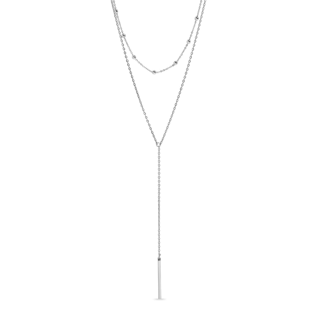 18K Gold Lariat Necklace – Layered Drop Bar Stainless Steel Hypoallergenic Jewelry - Necklaces | Sunflower Soul Boutique