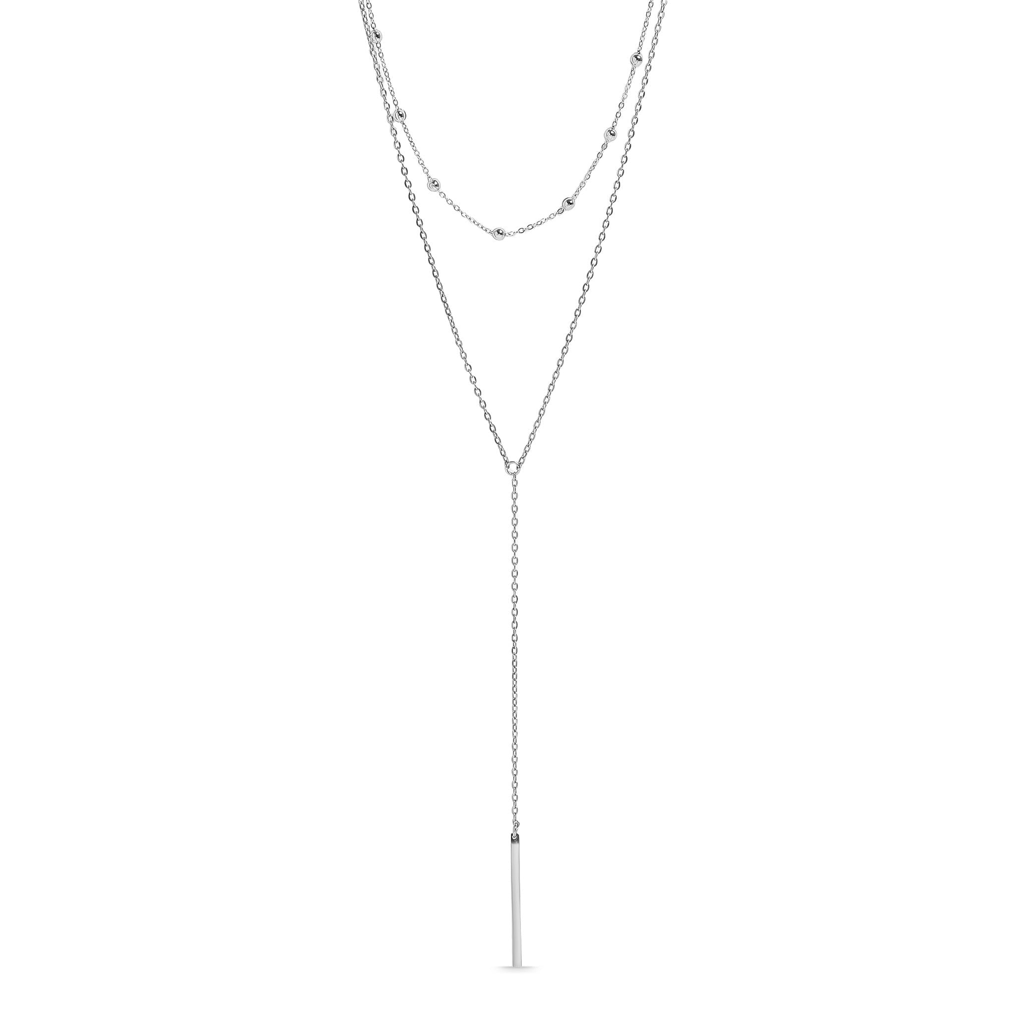 18K Gold Lariat Necklace – Layered Drop Bar Stainless Steel Hypoallergenic Jewelry - Necklaces | Sunflower Soul Boutique