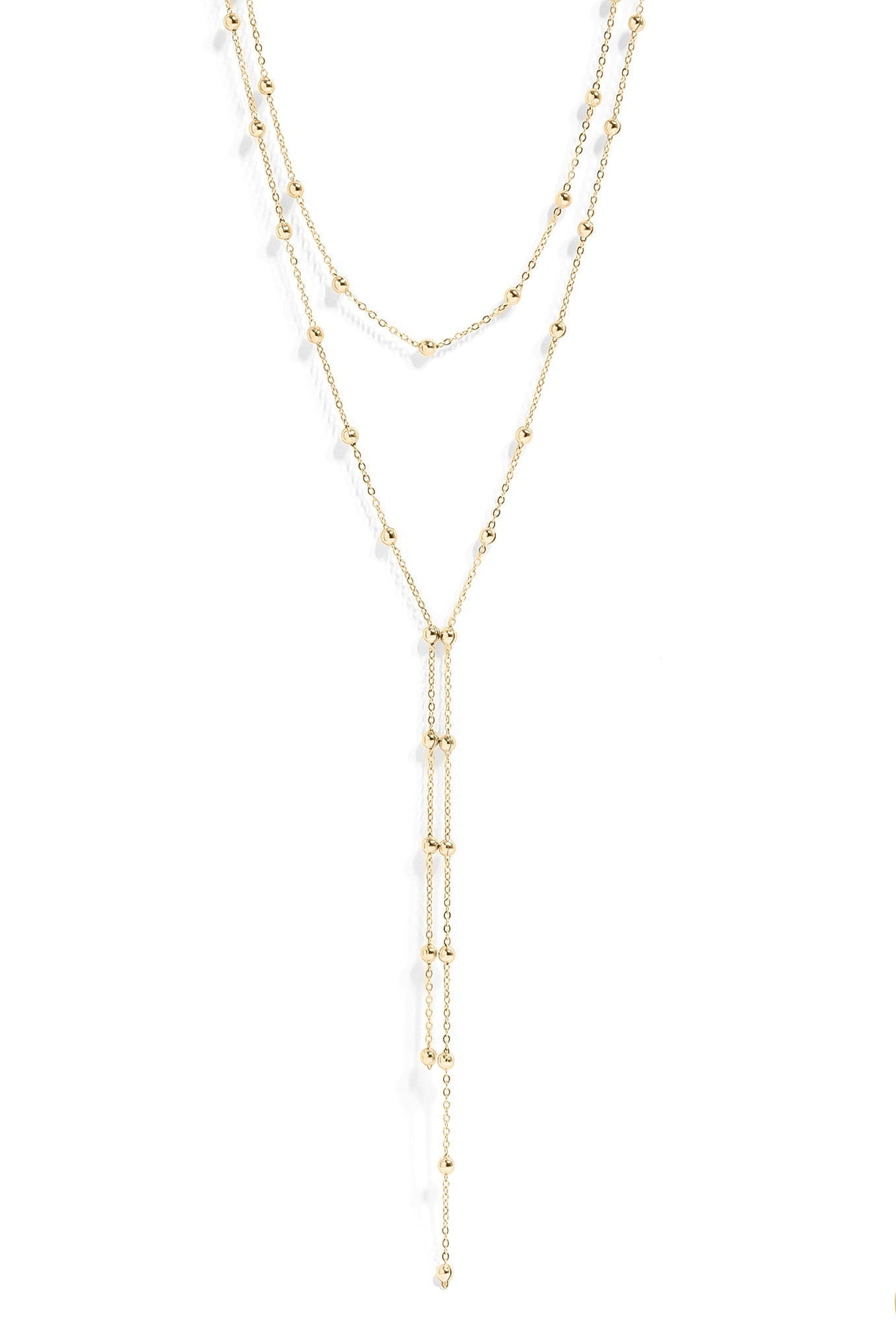 18K Gold Lariat Necklace – Layered Satellite Chain, Hypoallergenic Jewelry - Necklaces | Sunflower Soul Boutique