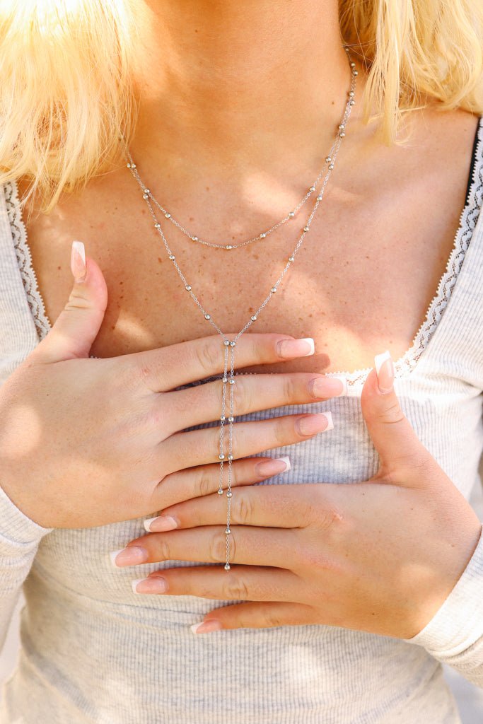 18K Gold Lariat Necklace – Layered Satellite Chain, Hypoallergenic Jewelry - Necklaces | Sunflower Soul Boutique