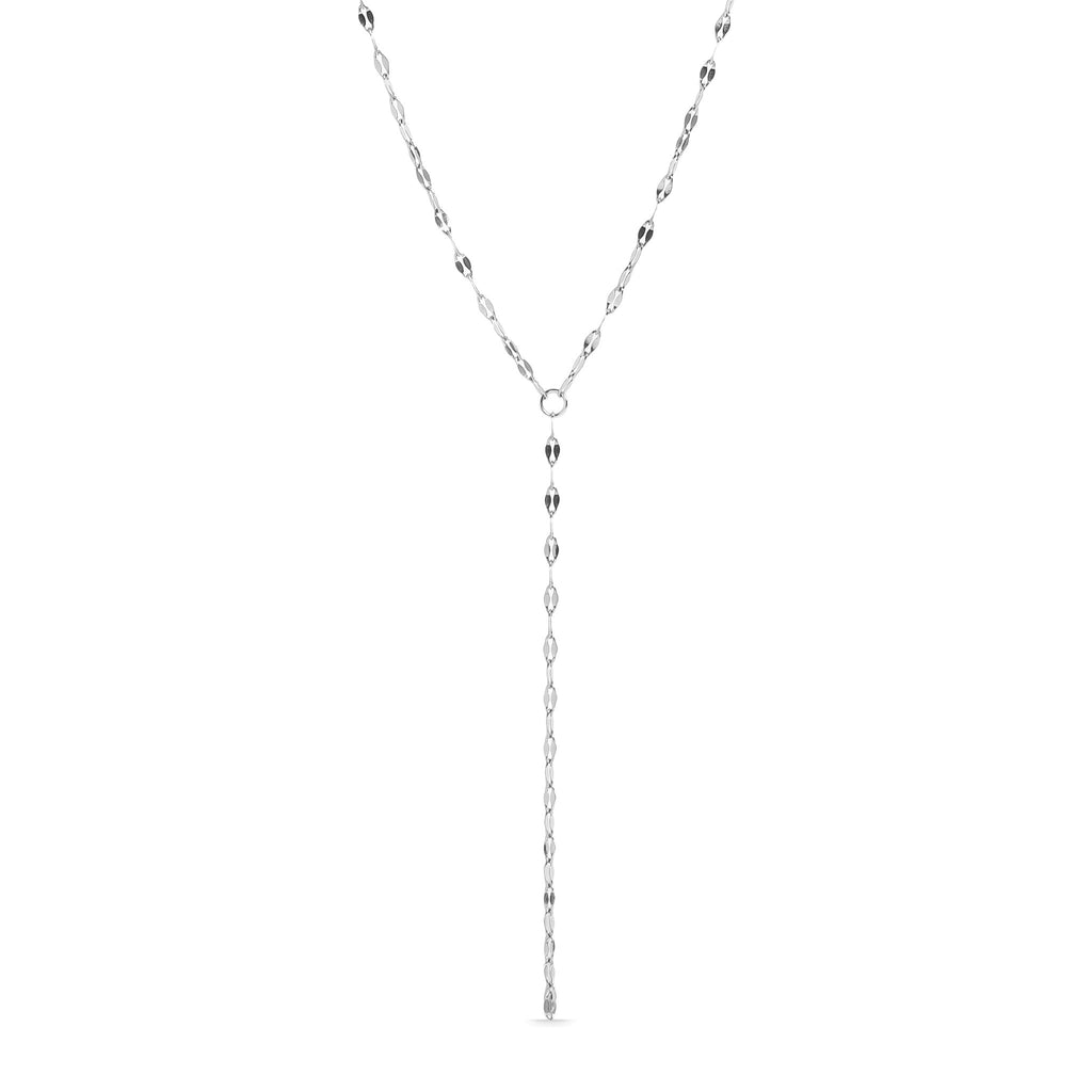 18K Gold Lariat Necklace – Lightweight Stainless Steel Singapore Chain With Drop Pendant - Chain | Sunflower Soul Boutique