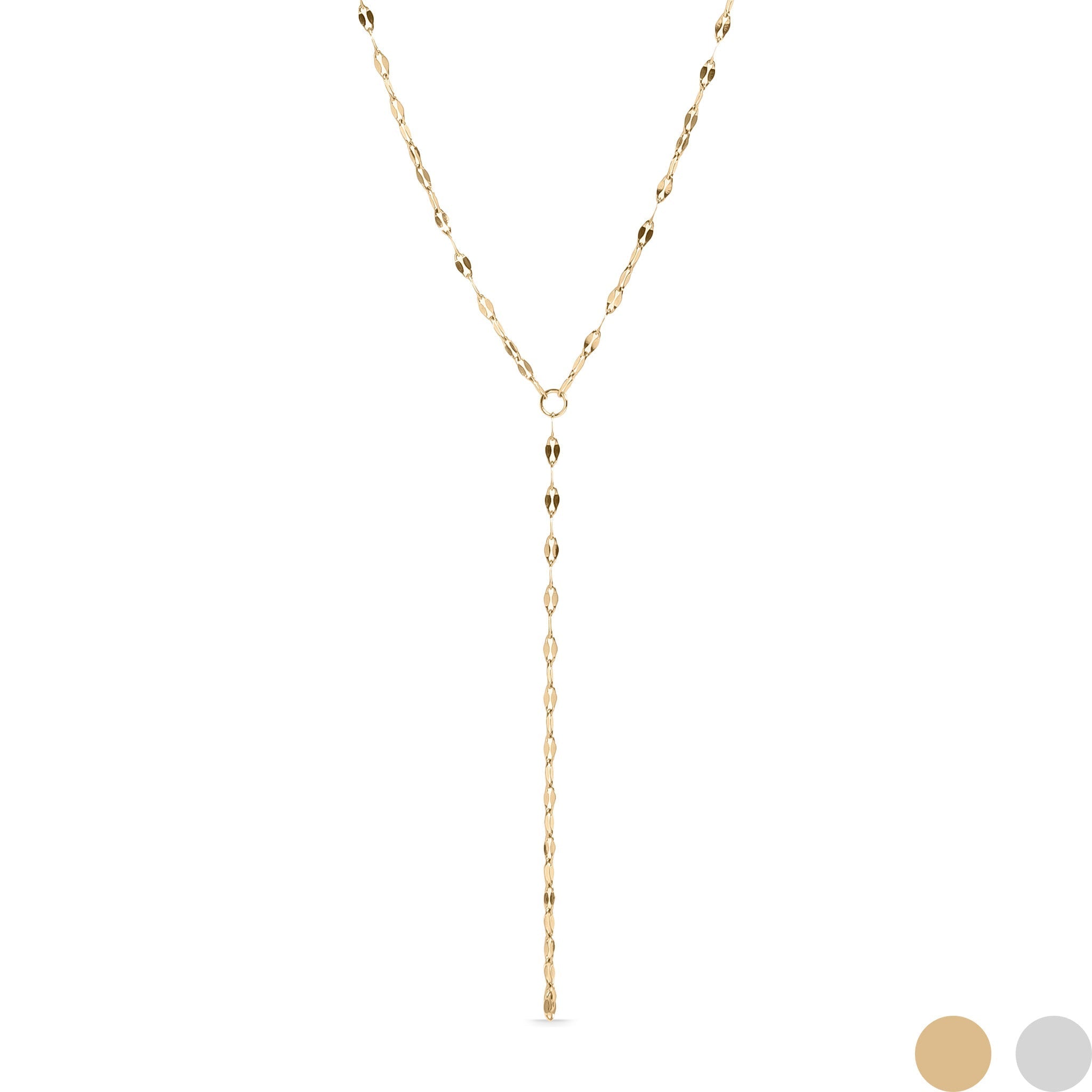 18K Gold Lariat Necklace – Lightweight Stainless Steel Singapore Chain With Drop Pendant - Chain | Sunflower Soul Boutique