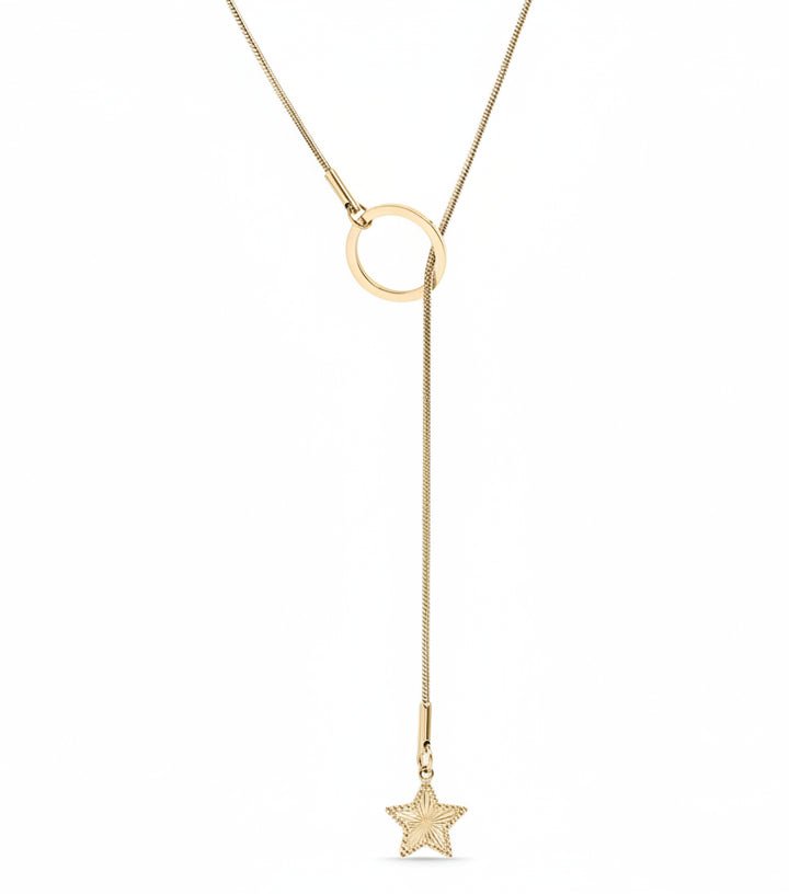 18K Gold Lariat Necklace – Stainless Steel Star Pendant | Hypoallergenic Jewelry - Necklaces | Sunflower Soul Boutique
