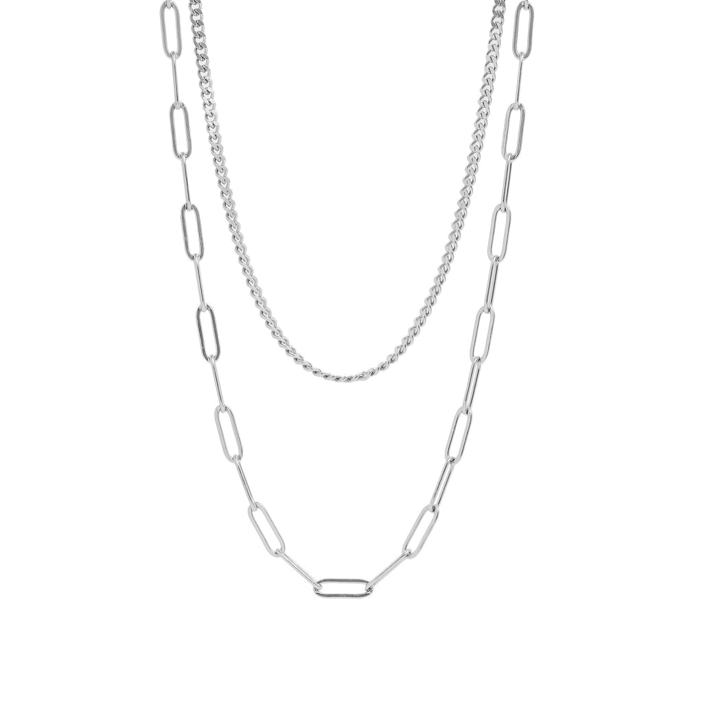 18K Gold Layered Necklace – Paperclip & Curb Chain | Hypoallergenic Jewelry - Necklaces | Sunflower Soul Boutique