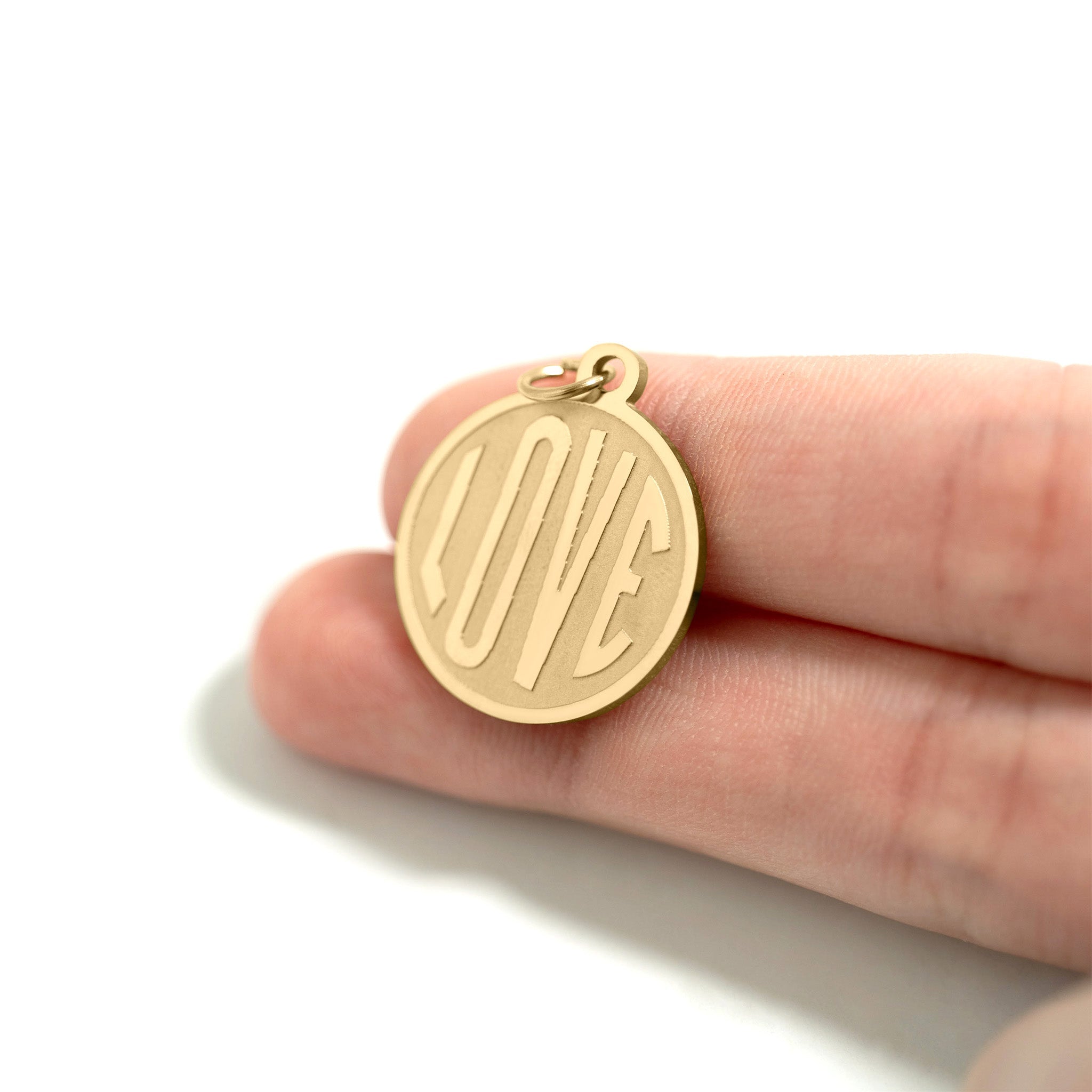 18K Gold Love Charm – Round Gold Pendant | PVD Coated Jewelry Accessory - charm | Sunflower Soul Boutique