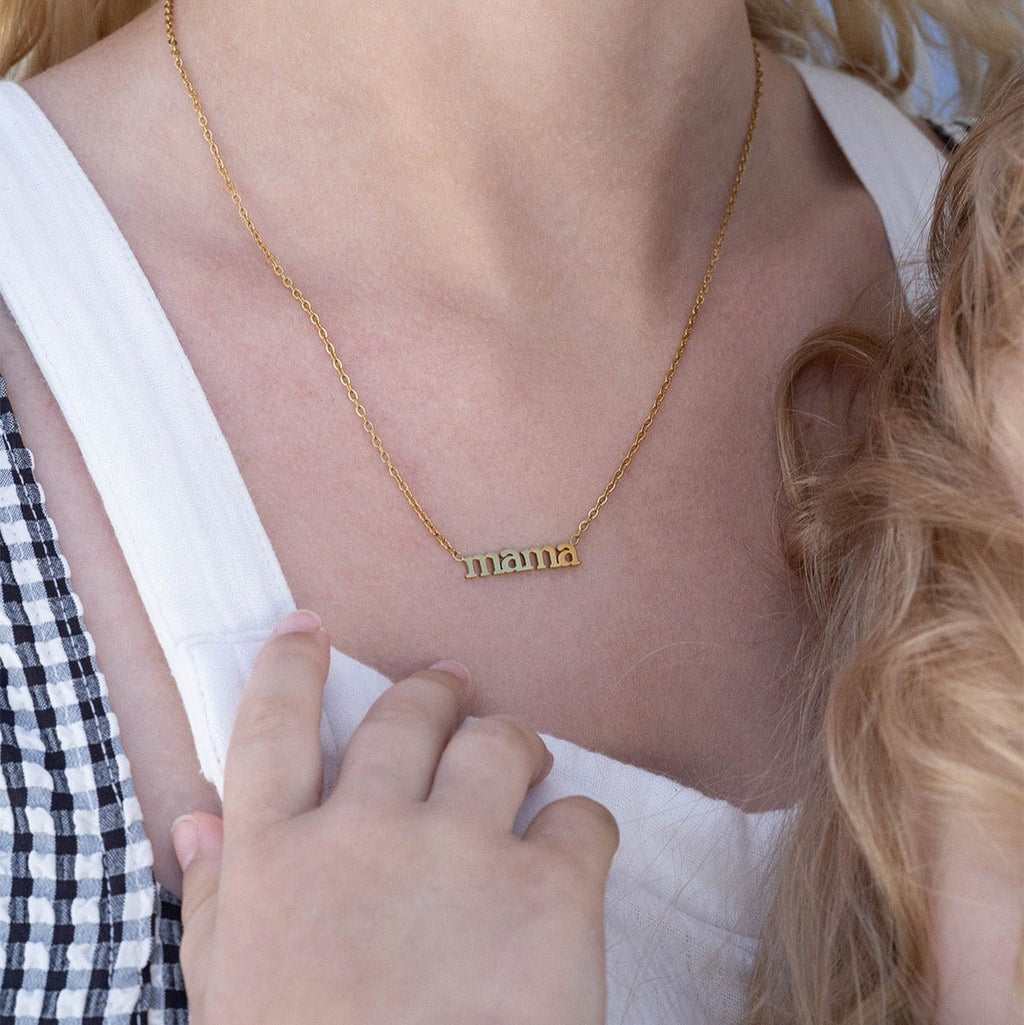 18K Gold Mama Necklace – Hypoallergenic Stainless Steel Pendant Gift for Mom - Necklaces | Sunflower Soul Boutique