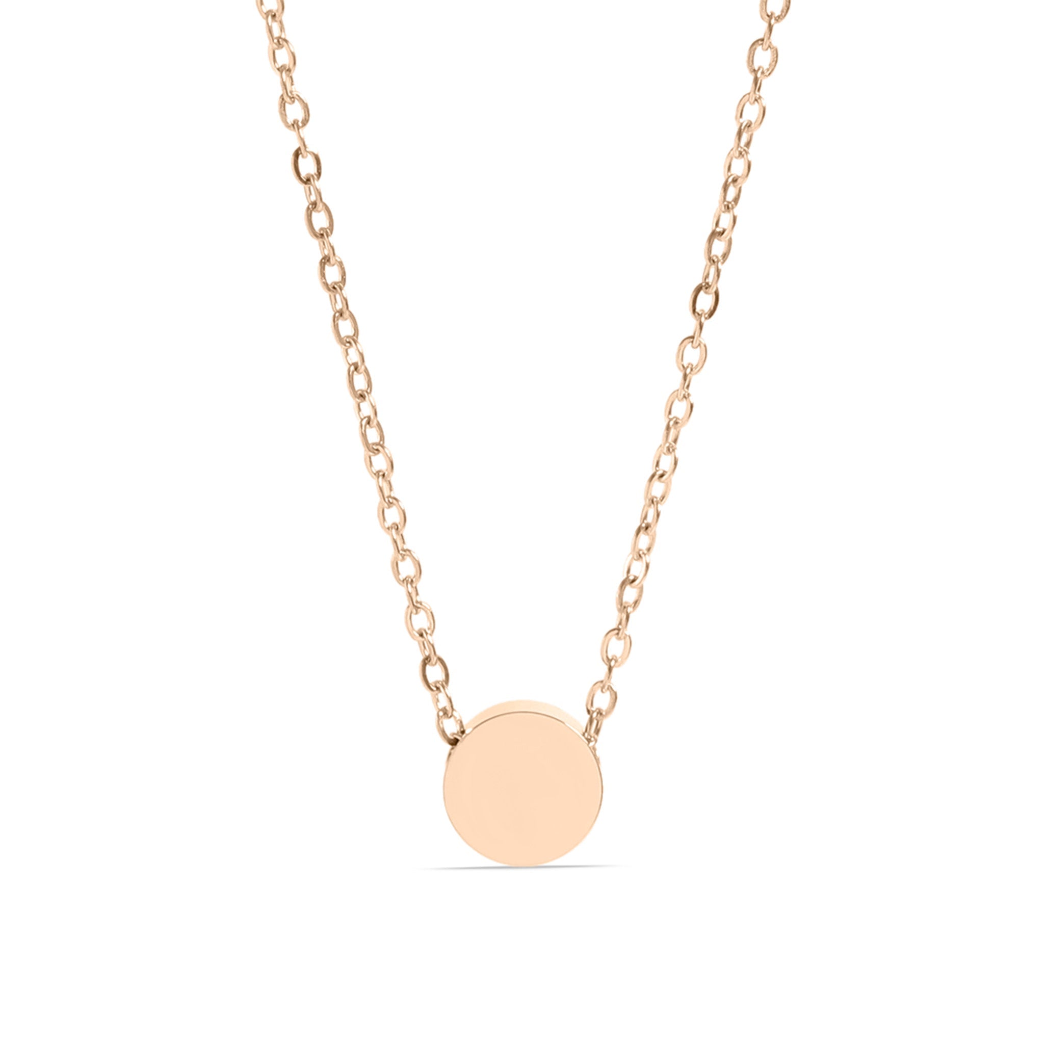 18K Gold Mini Necklace – Polished Stainless Steel 18 Inch Chain With Engravable Circle Pendant - Necklaces | Sunflower Soul Boutique