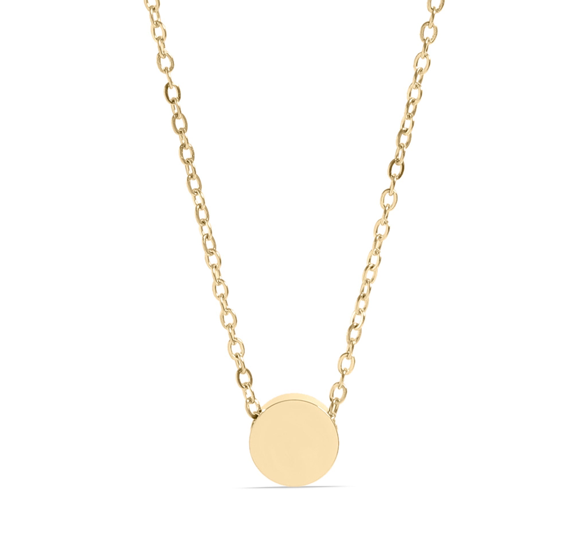 18K Gold Mini Necklace – Polished Stainless Steel 18 Inch Chain With Engravable Circle Pendant - Necklaces | Sunflower Soul Boutique