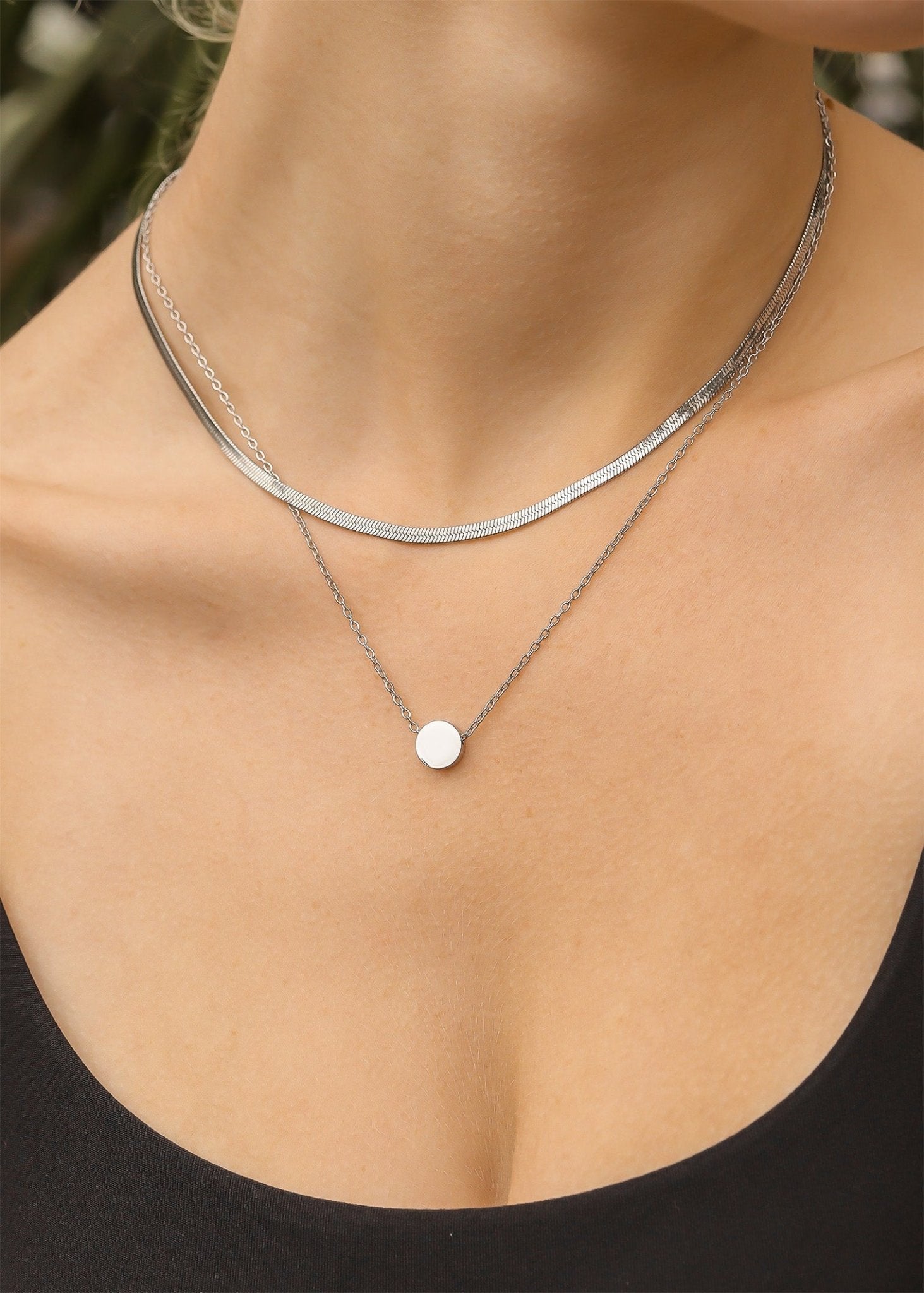 18K Gold Mini Necklace – Polished Stainless Steel 18 Inch Chain With Engravable Circle Pendant - Necklaces | Sunflower Soul Boutique