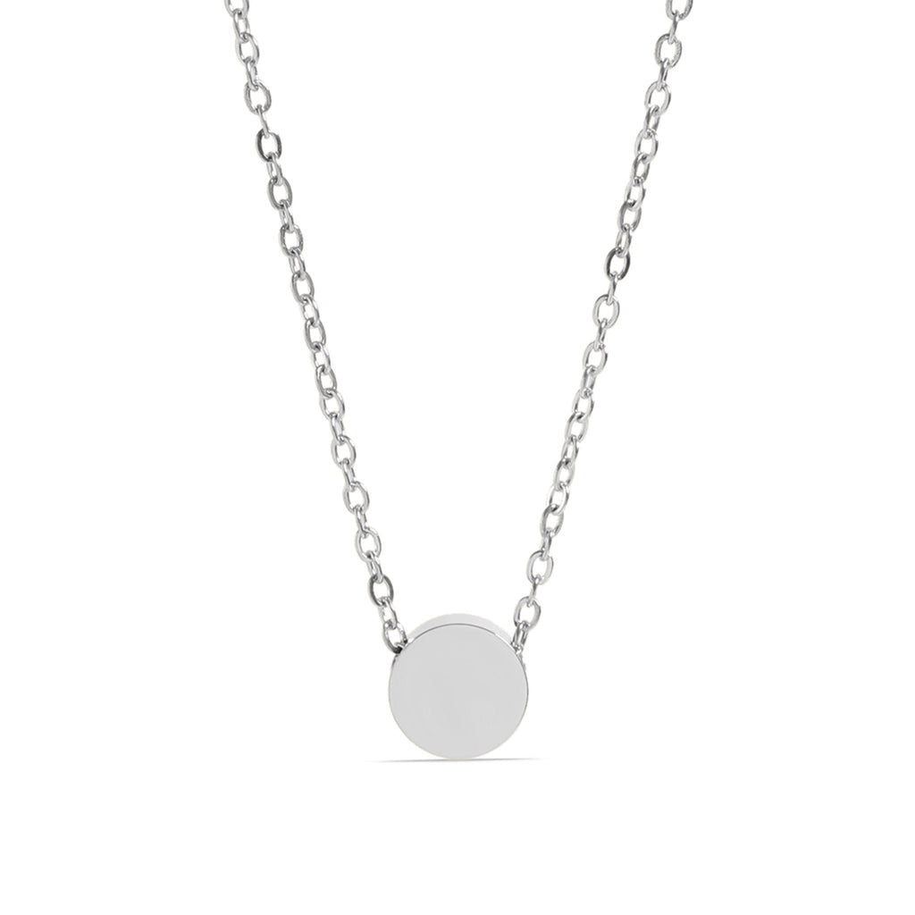 18K Gold Mini Necklace – Polished Stainless Steel 18 Inch Chain With Engravable Circle Pendant - Necklaces | Sunflower Soul Boutique